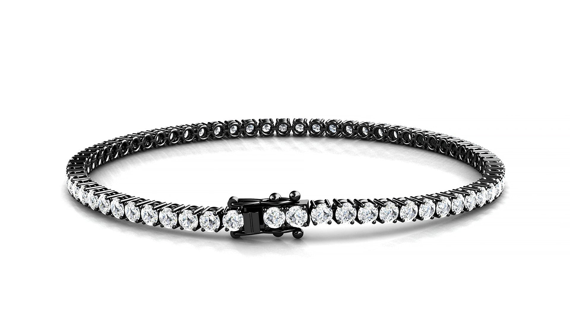Capri | 18k Black Gold 2.5 mm Round Natural Diamond 17 cm Tennis Bracelet
