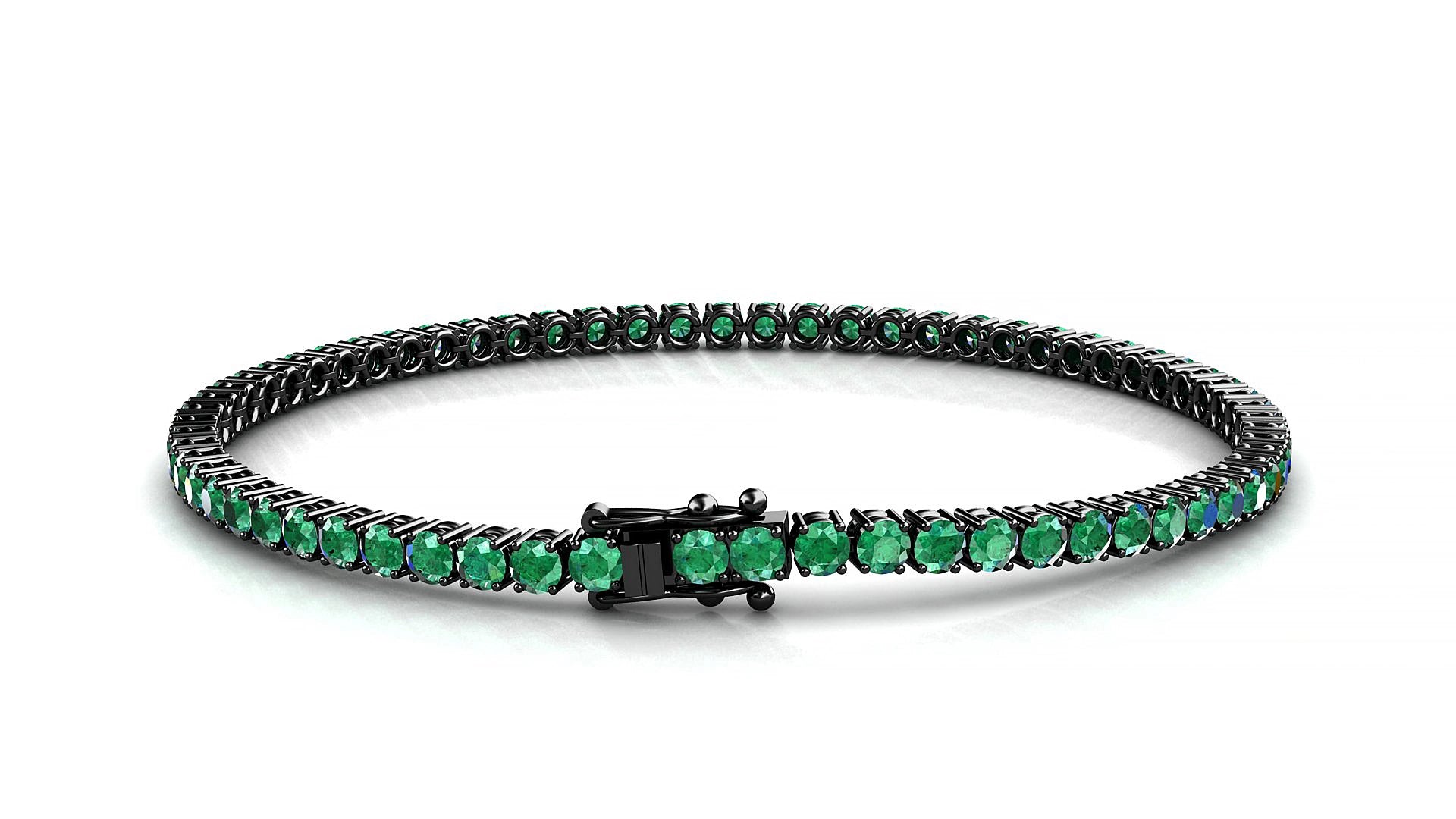Capri | 18k Black Gold 2.5 mm Round Natural Emerald 15 cm Tennis Bracelet