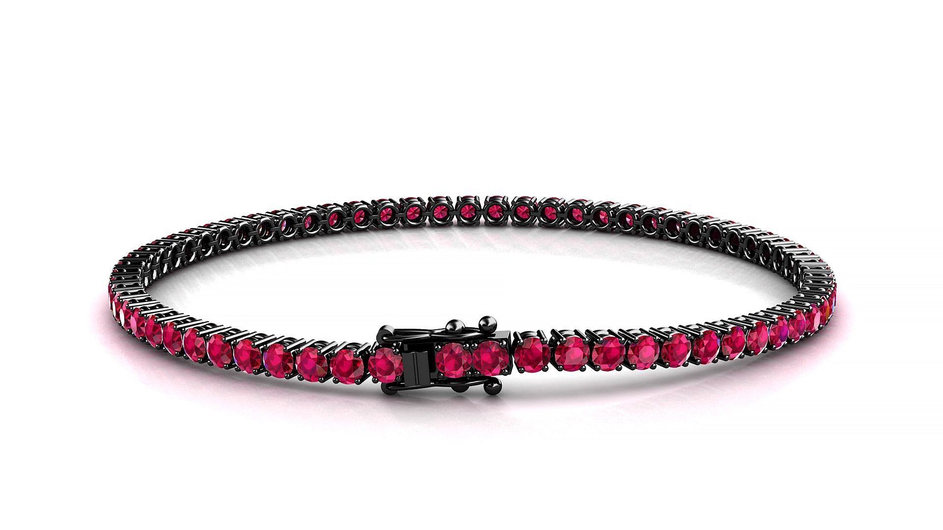 Capri | 18k Black Gold 2.5 mm Round Natural Ruby Tennis Bracelet