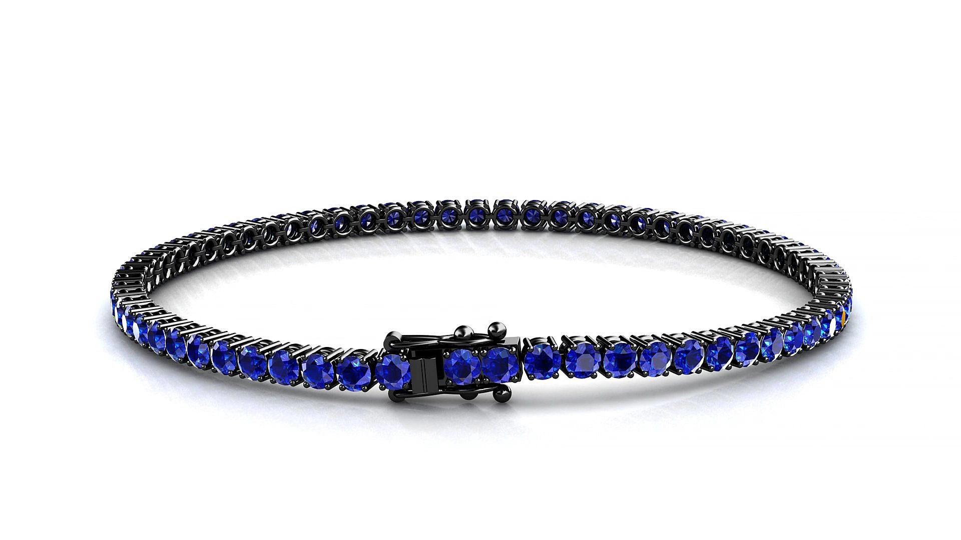 Capri | 18k Black Gold 2.5 mm Round Natural Sapphire 15 cm Tennis Bracelet