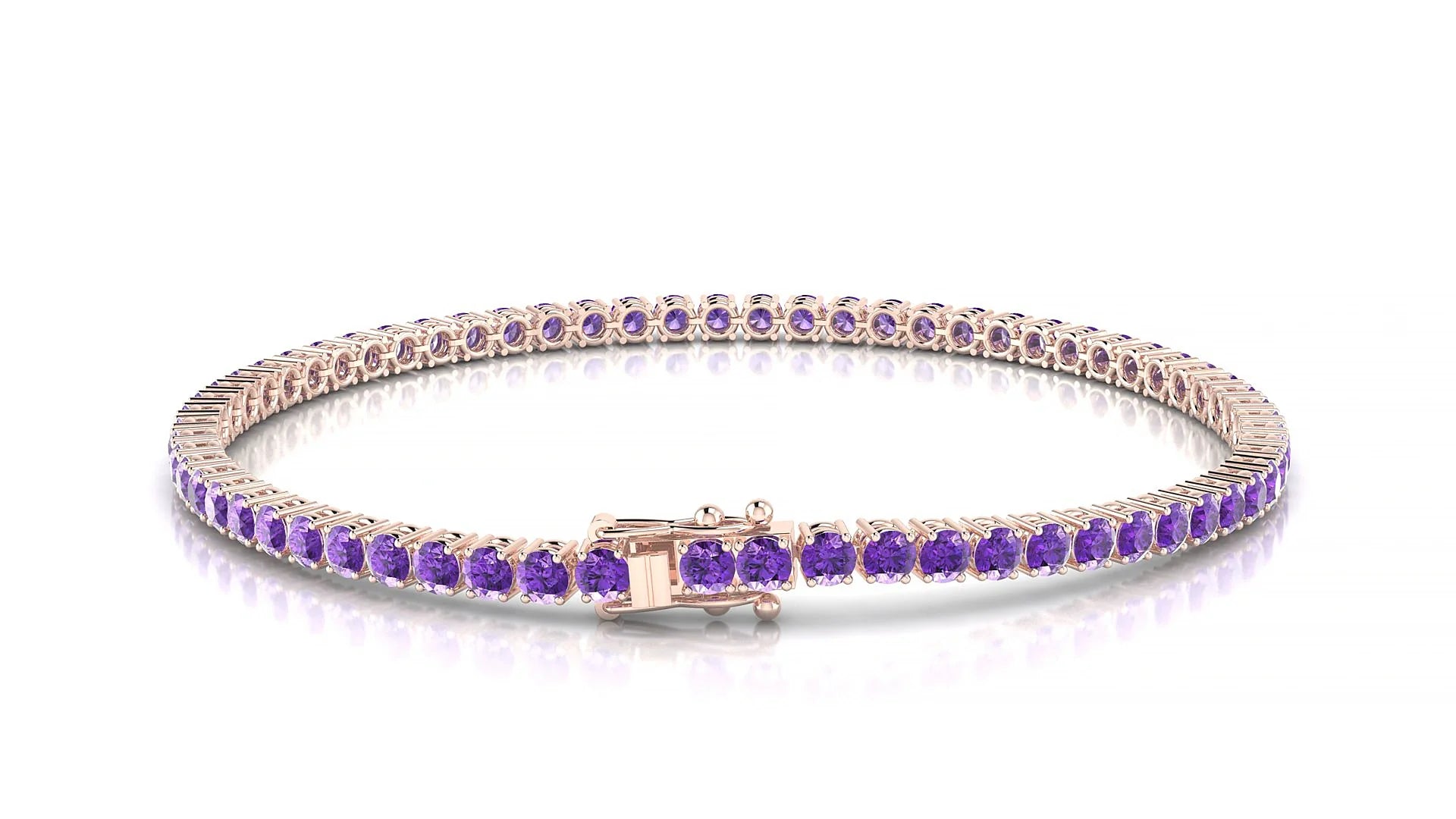 Capri | 18k Rose Gold 2.5 mm Round Natural Amethyst Tennis Bracelet