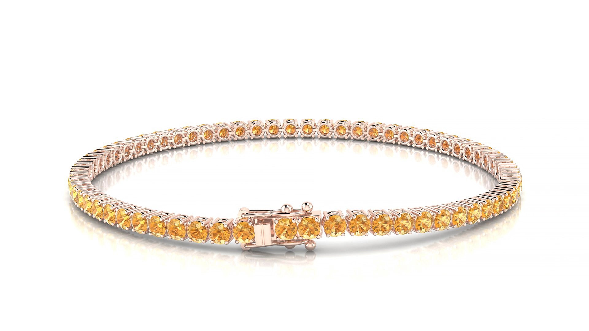 Capri | 18k Rose Gold 2.5 mm Round Natural Citrine 17 cm Tennis Bracelet