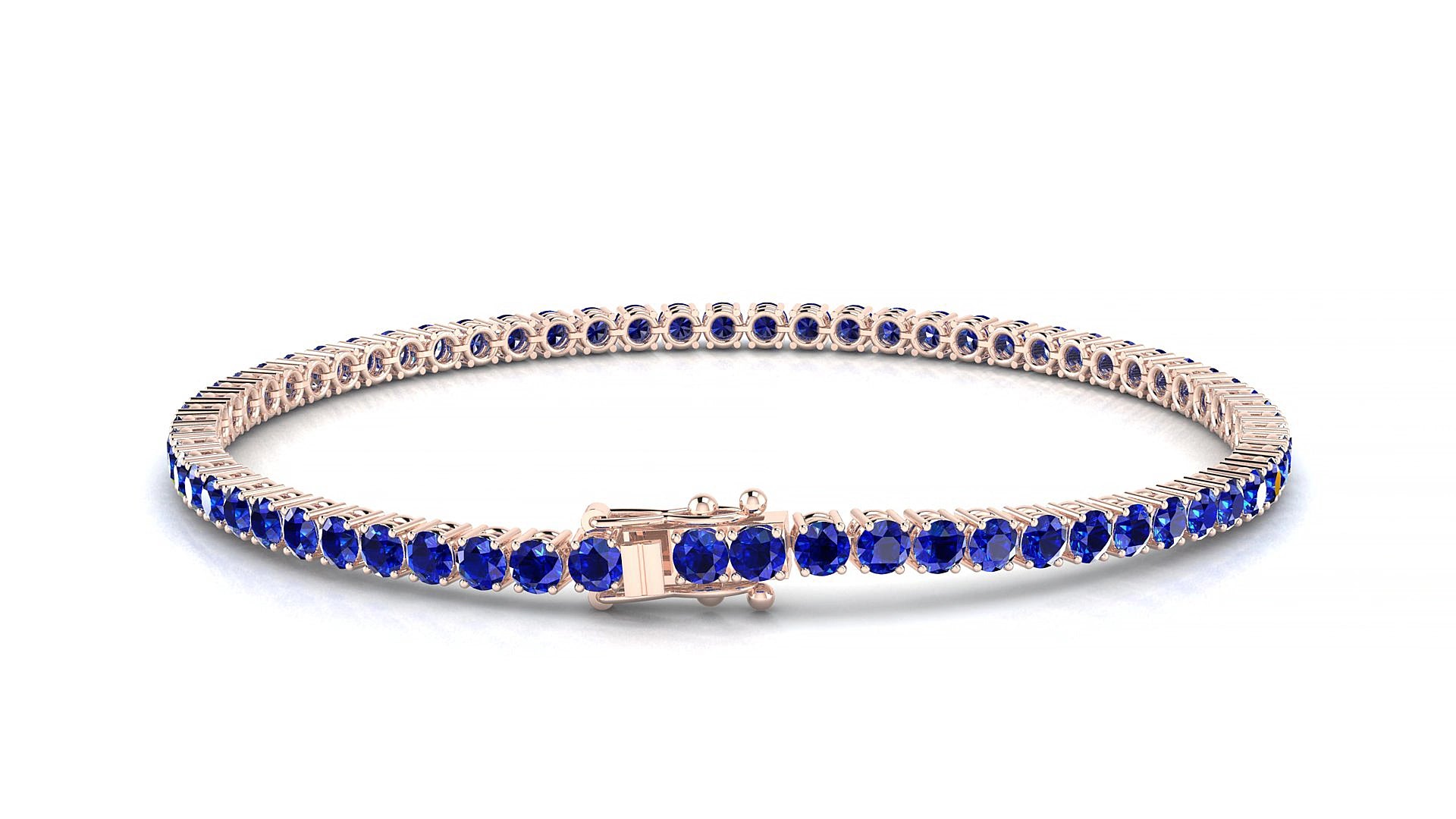 Capri | 18k Rose Gold 2.5 mm Round Natural Sapphire 15 cm Tennis Bracelet