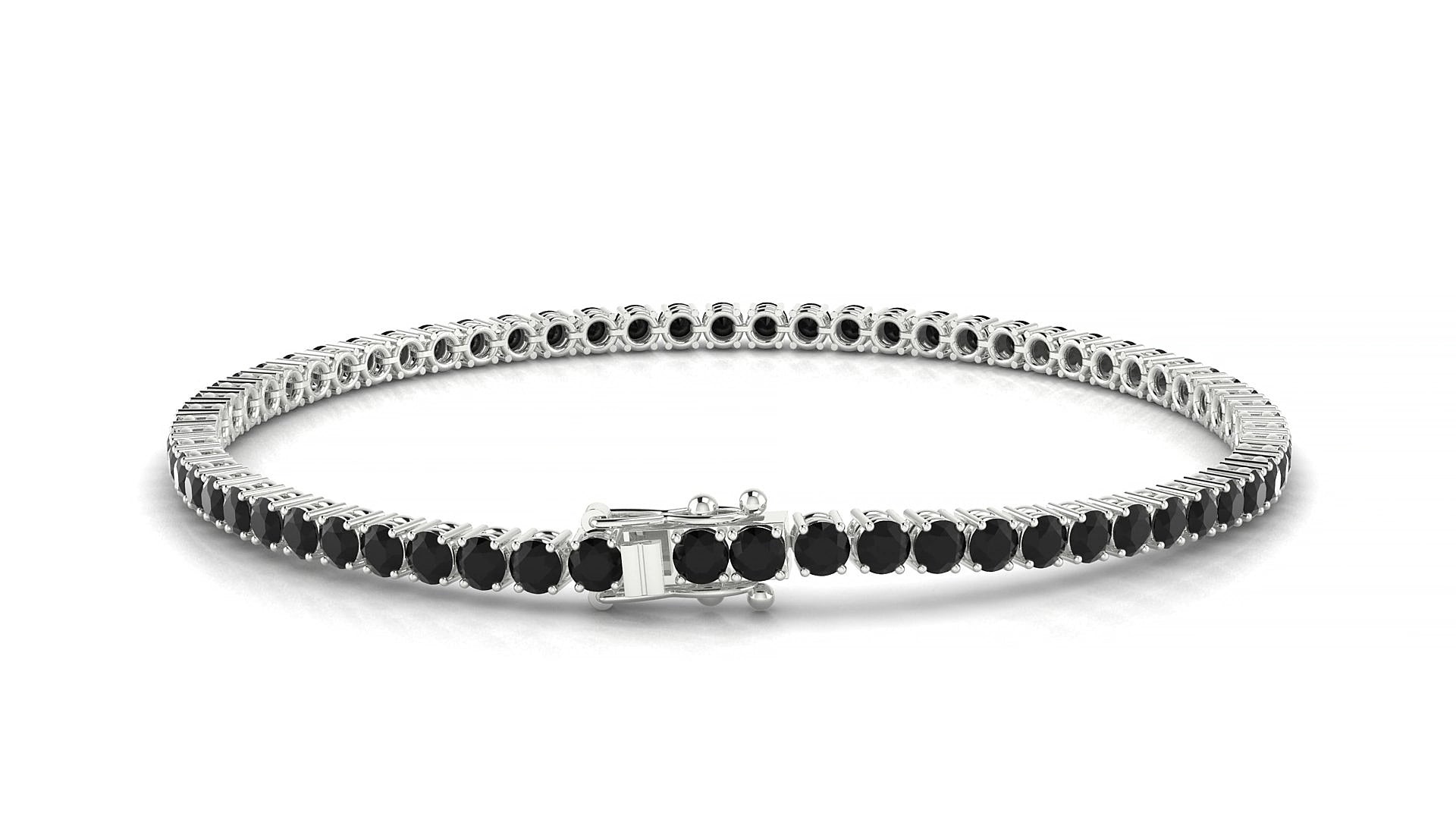 Capri | 18k White Gold 2.5 mm Round Natural Black Diamond 18 cm Tennis Bracelet