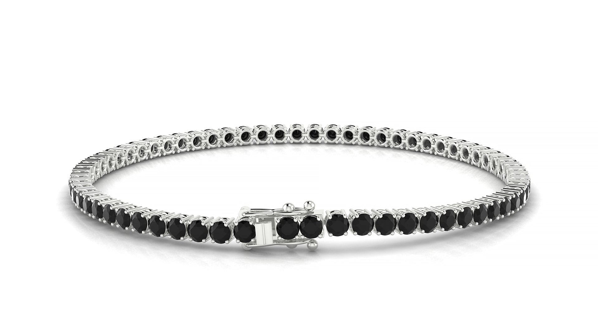 Capri | 18k White Gold 2.5 mm Round Natural Black Diamond Tennis Bracelet