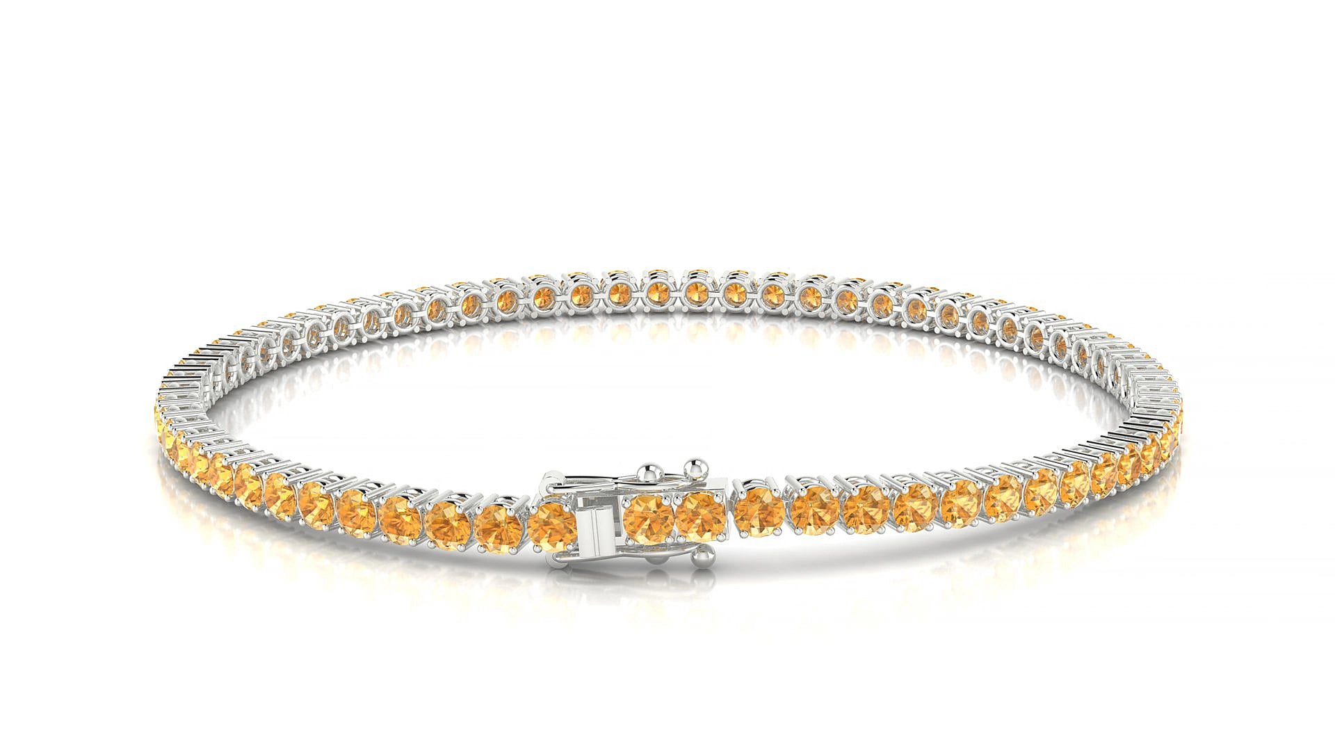 Capri | 18k White Gold 2.5 mm Round Natural Citrine 15 cm Tennis Bracelet