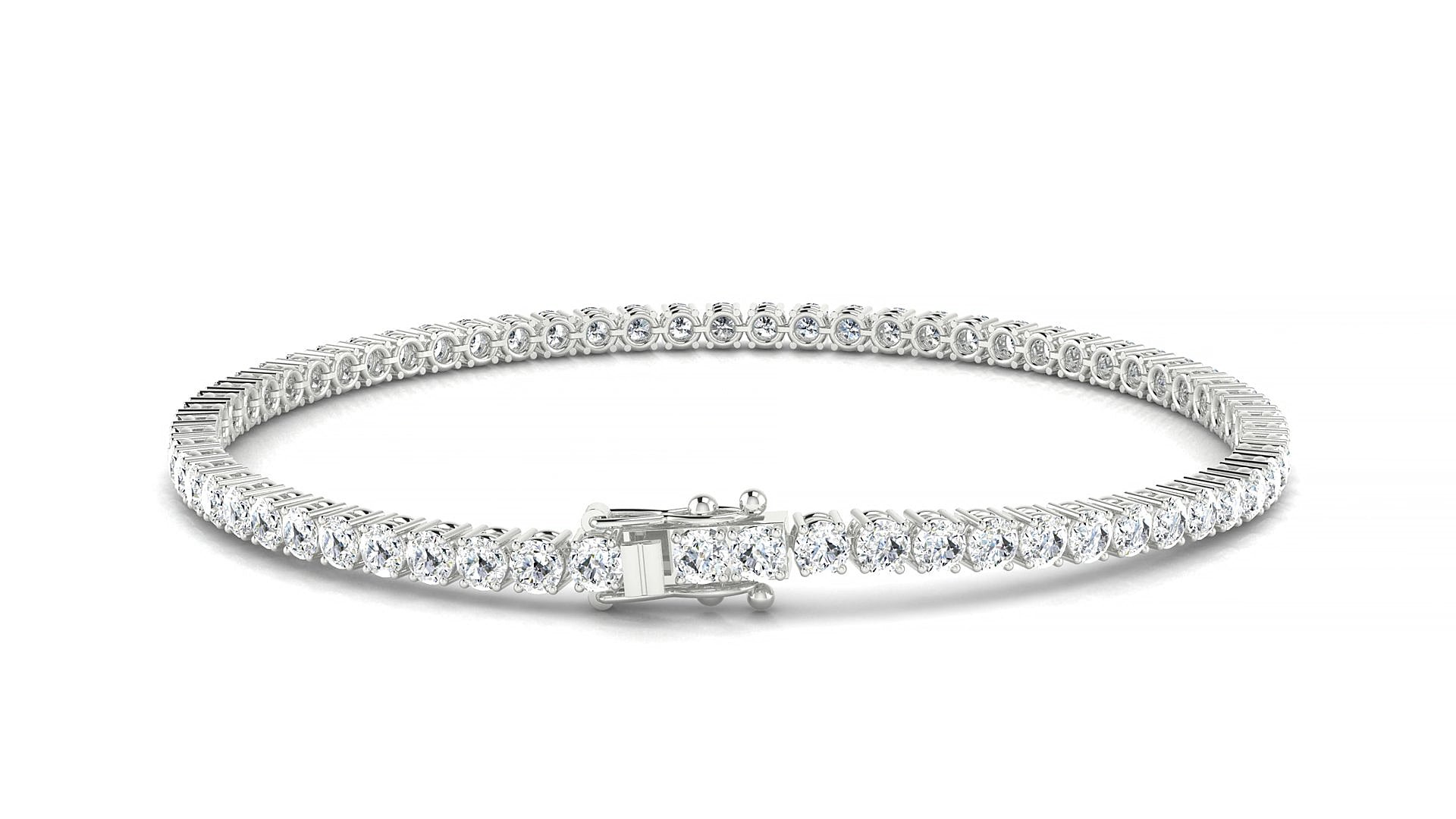 Capri | 18k White Gold 2.5 mm Round Natural Diamond 16 cm Tennis Bracelet