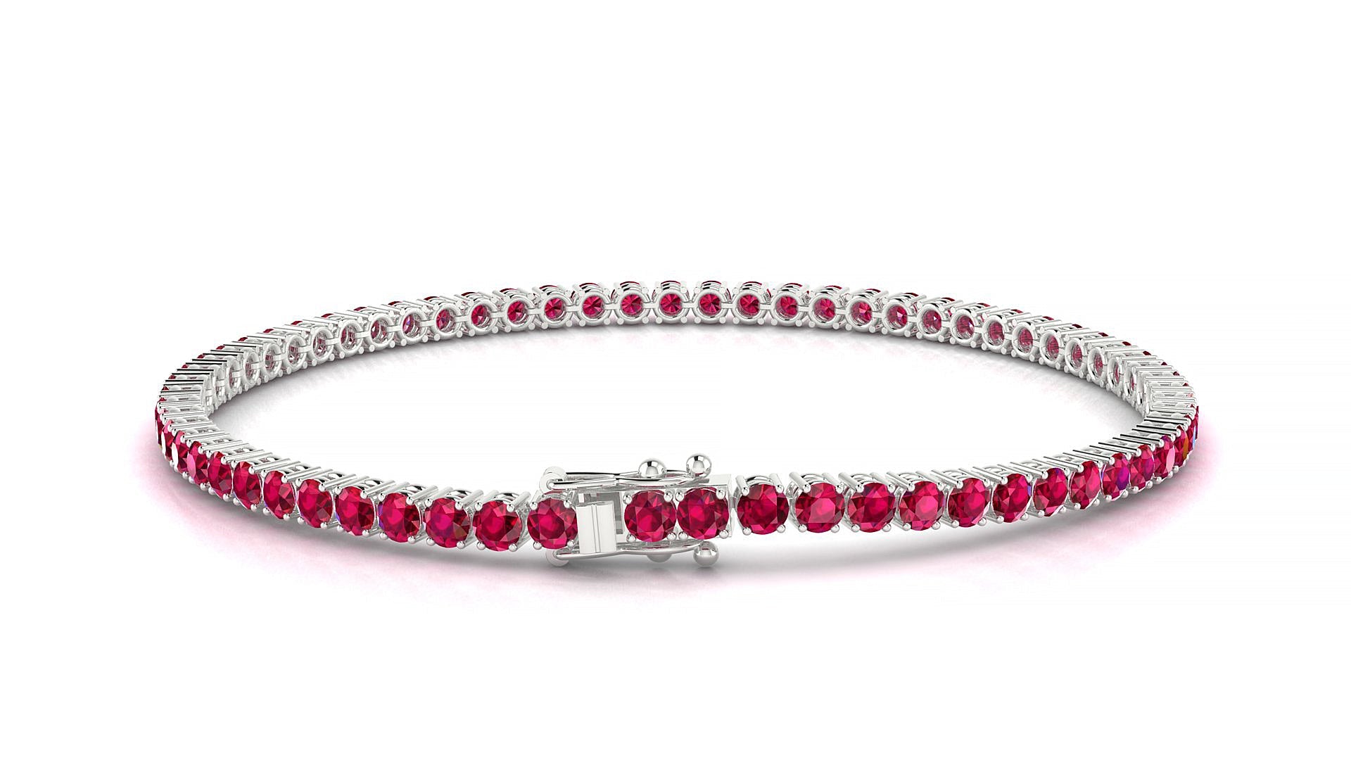 Capri | 18k White Gold 2.5 mm Round Natural Ruby Tennis Bracelet