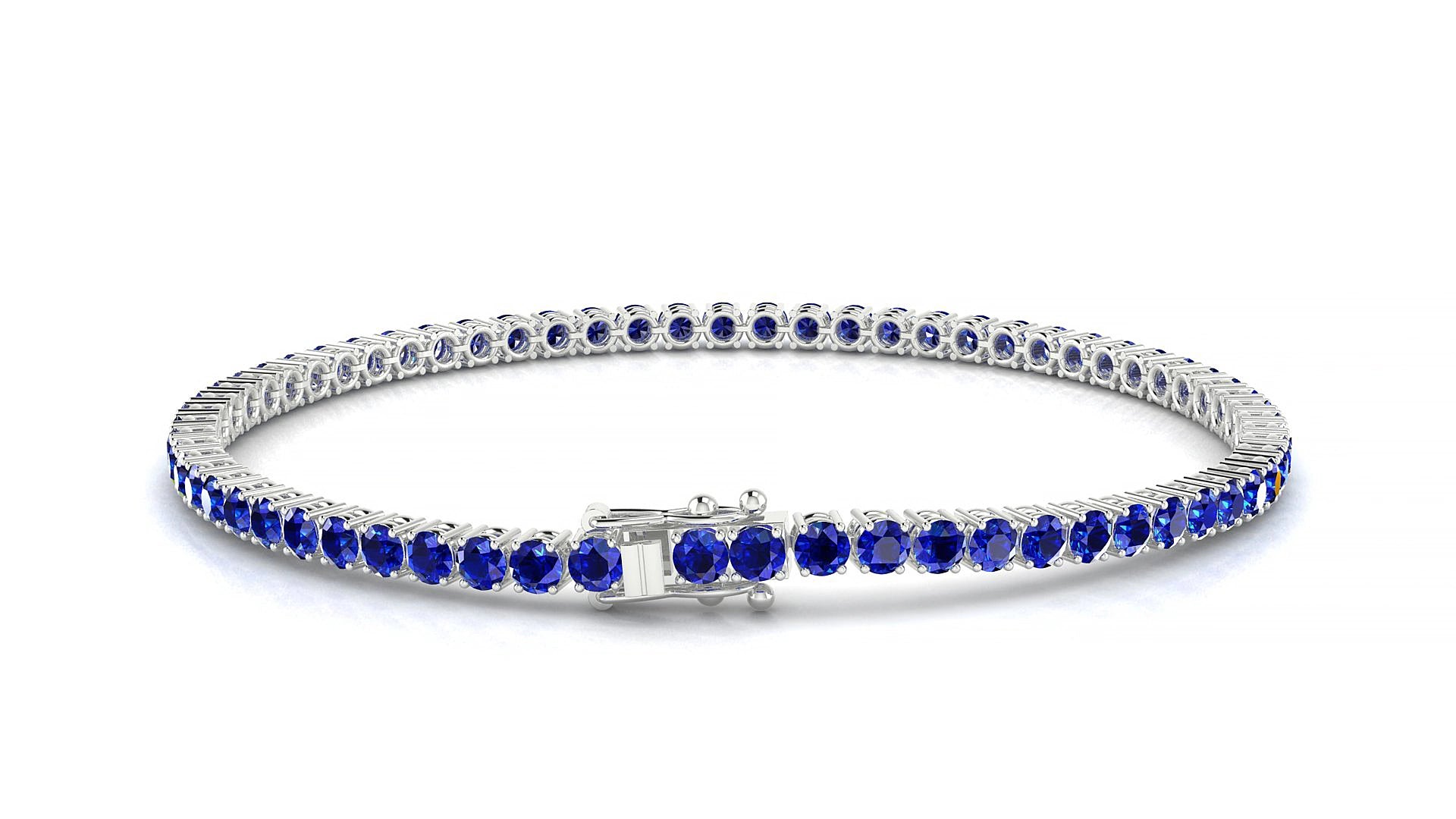 Capri | 18k White Gold 2.5 mm Round Natural Sapphire 15 cm Tennis Bracelet