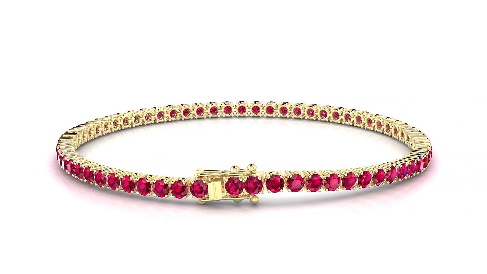 Capri | 18k Yellow Gold 2.5 mm Round Natural Ruby 18 cm Tennis Bracelet