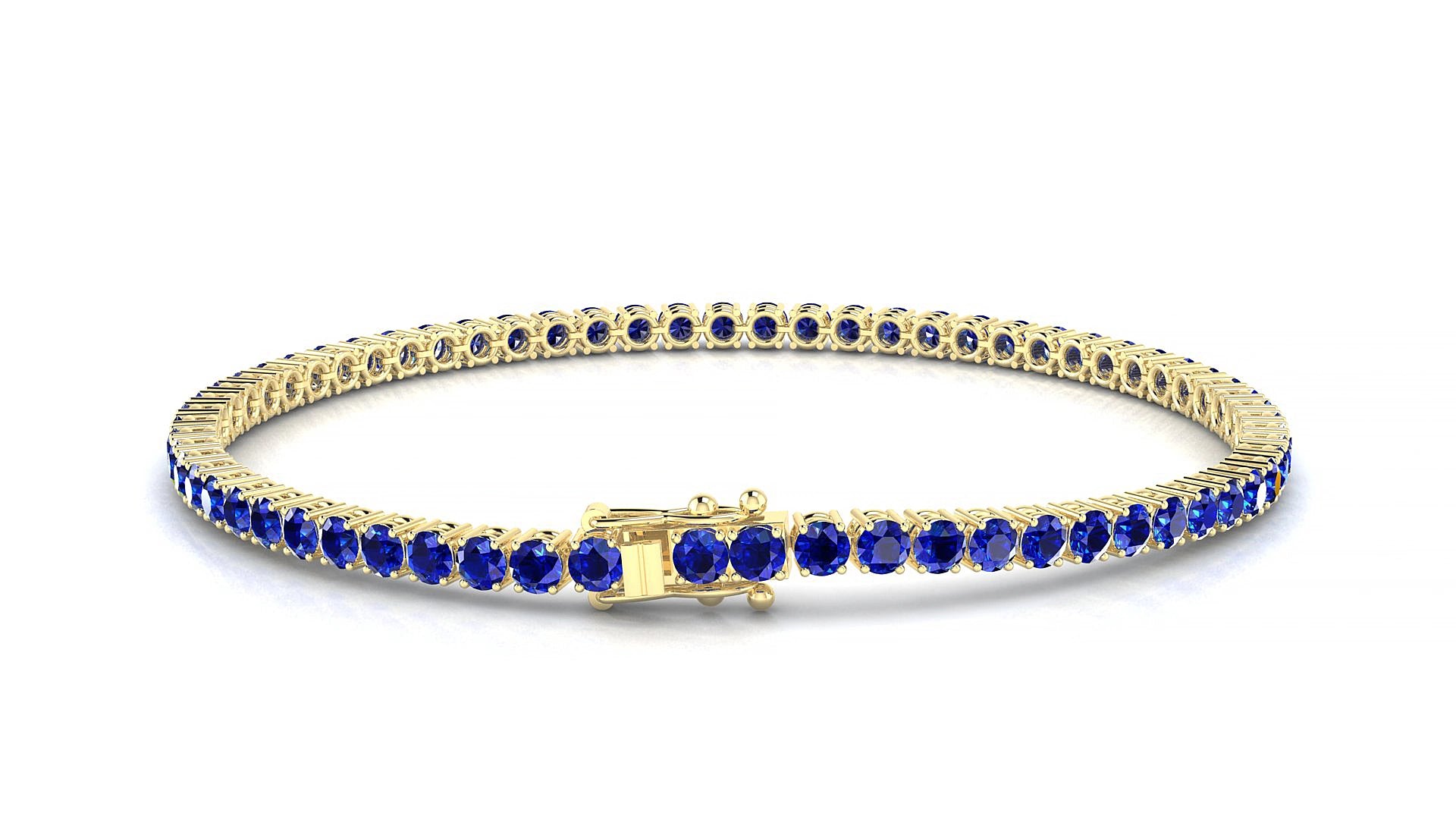 Capri | 18k Yellow Gold 2.5 mm Round Natural Sapphire 16 cm Tennis Bracelet