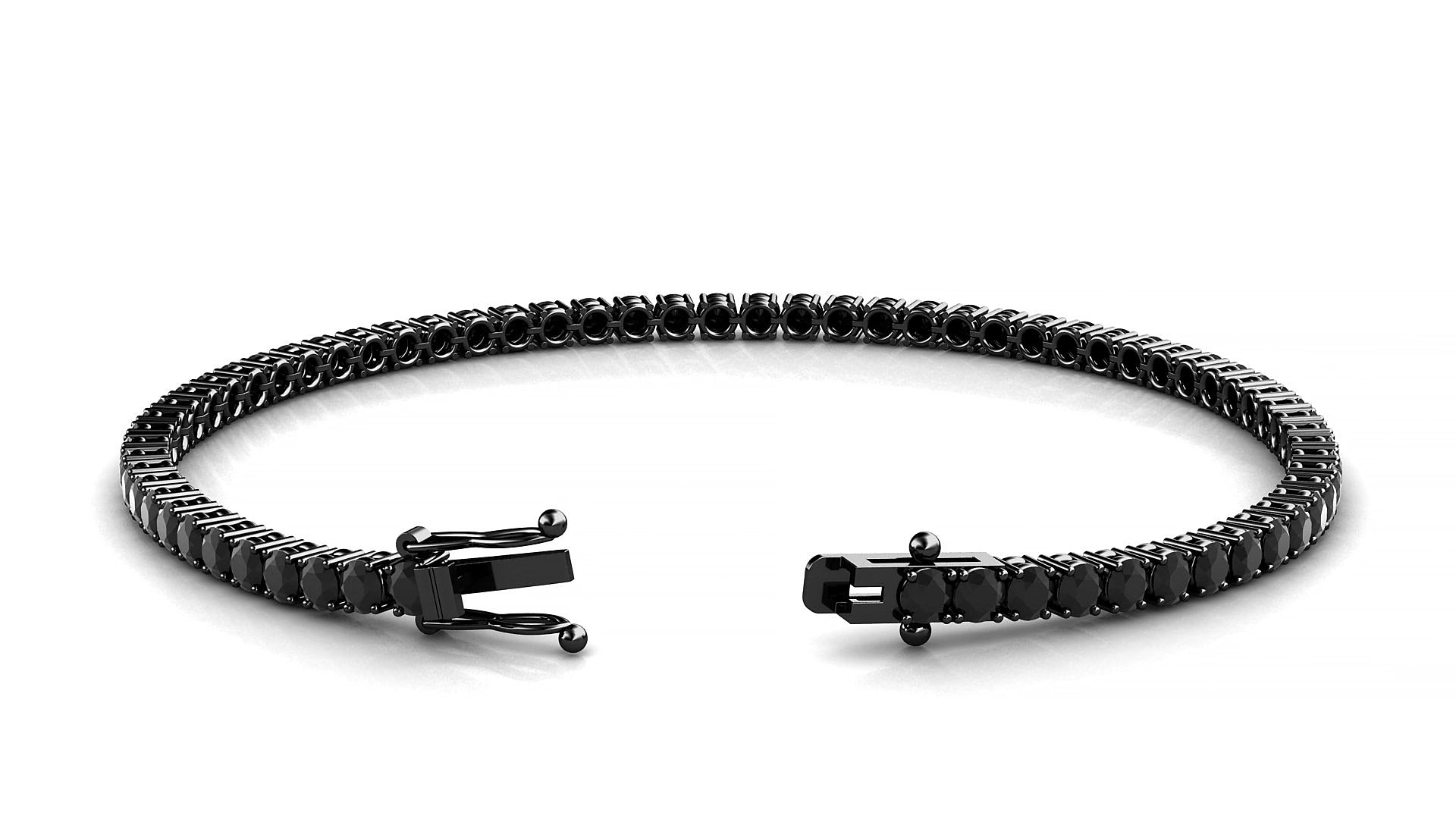 Capri | 18k Black Gold 2.5 mm Round Natural Black Diamond 20 cm Tennis Bracelet