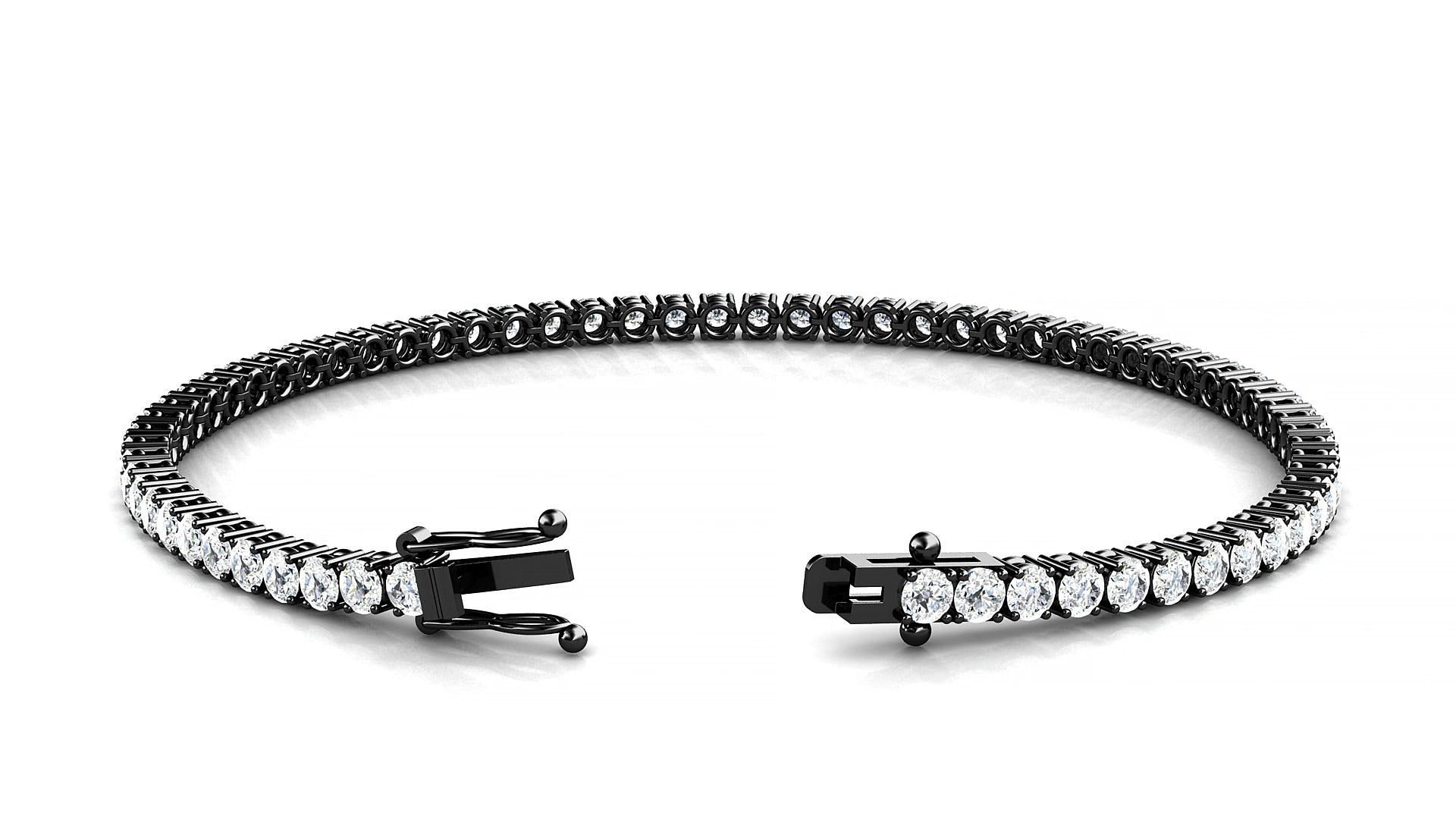 Capri | 18k Black Gold 2.5 mm Round Natural Diamond 20 cm Tennis Bracelet