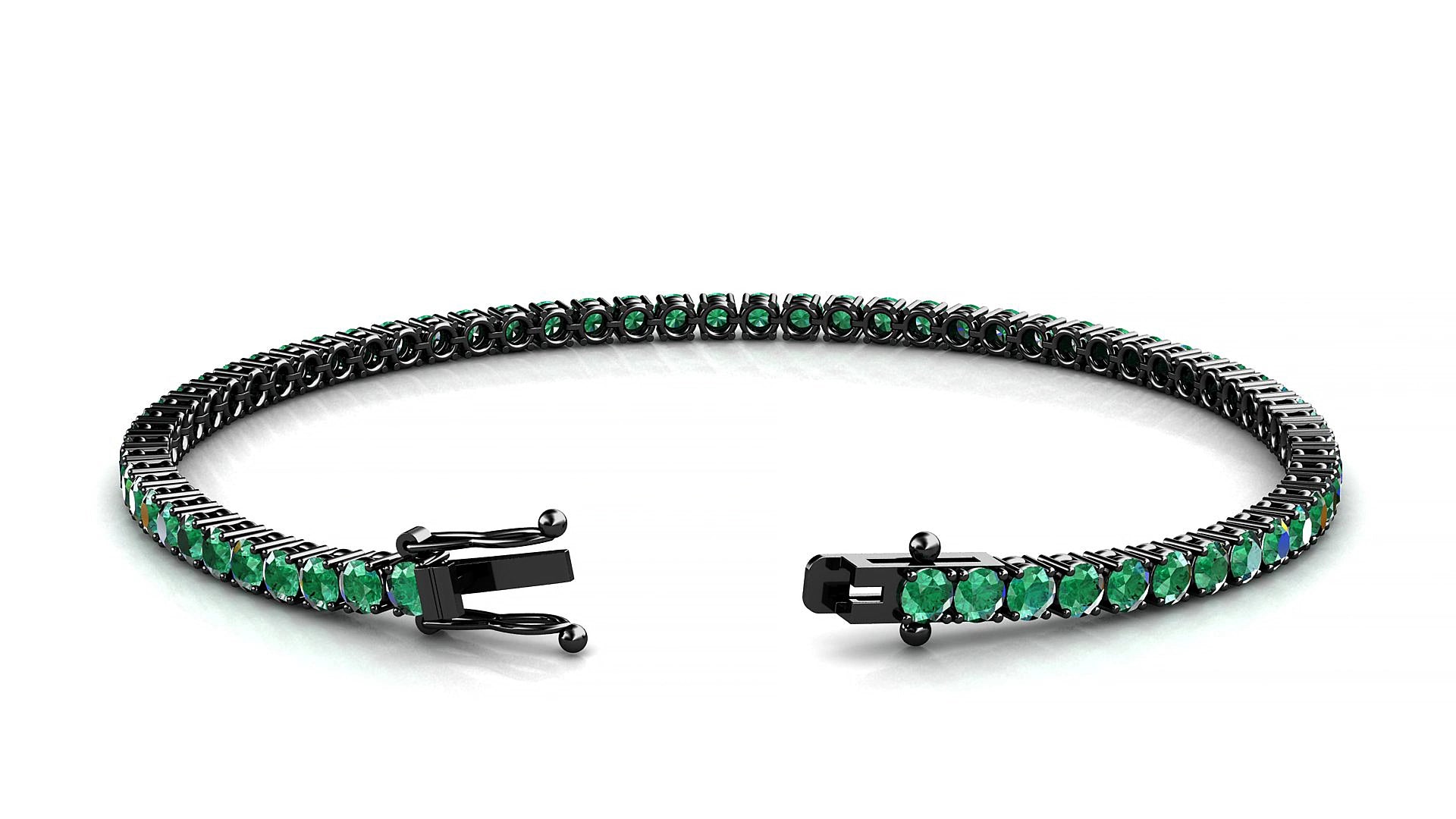 Capri | 18k Black Gold 2.5 mm Round Natural Emerald 17 cm Tennis Bracelet