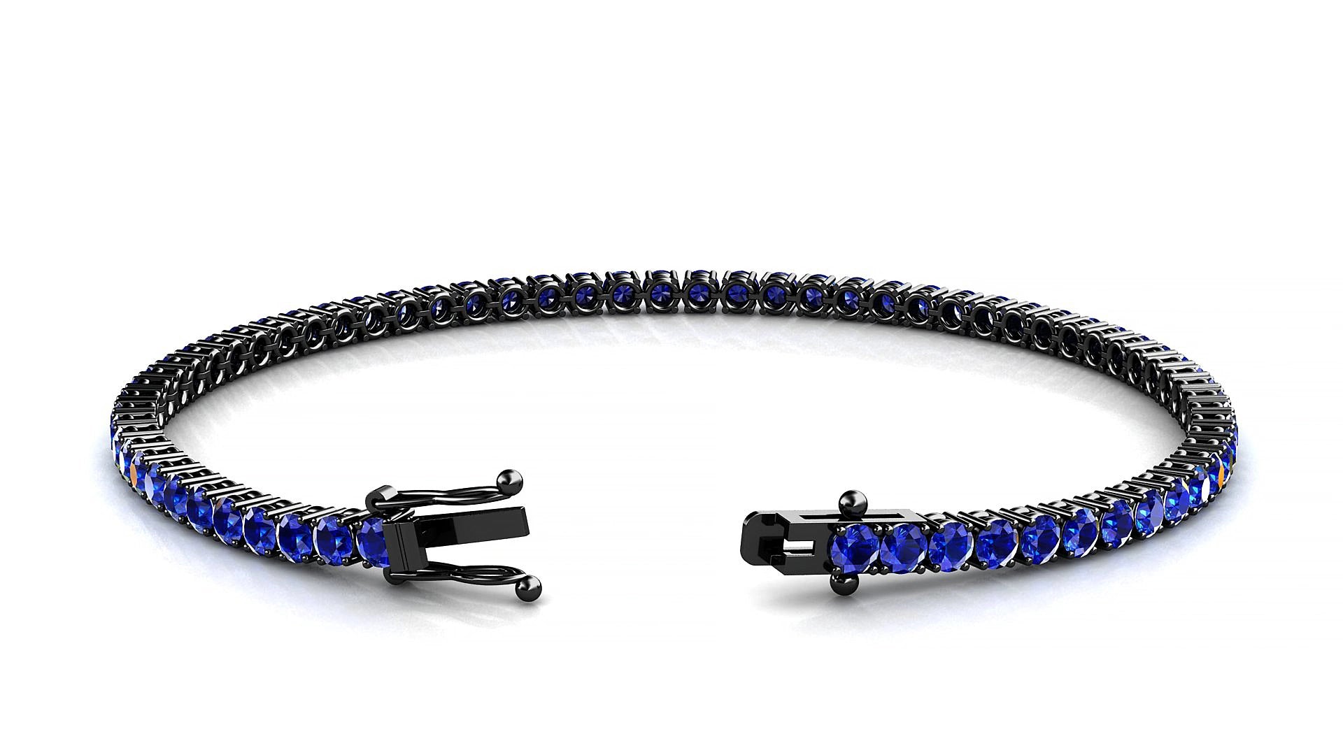 Capri | 18k Black Gold 2.5 mm Round Natural Sapphire 20 cm Tennis Bracelet
