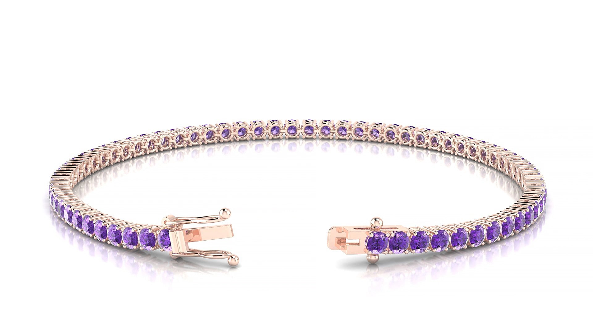Capri | 18k Rose Gold 2.5 mm Round Natural Amethyst 18 cm Tennis Bracelet