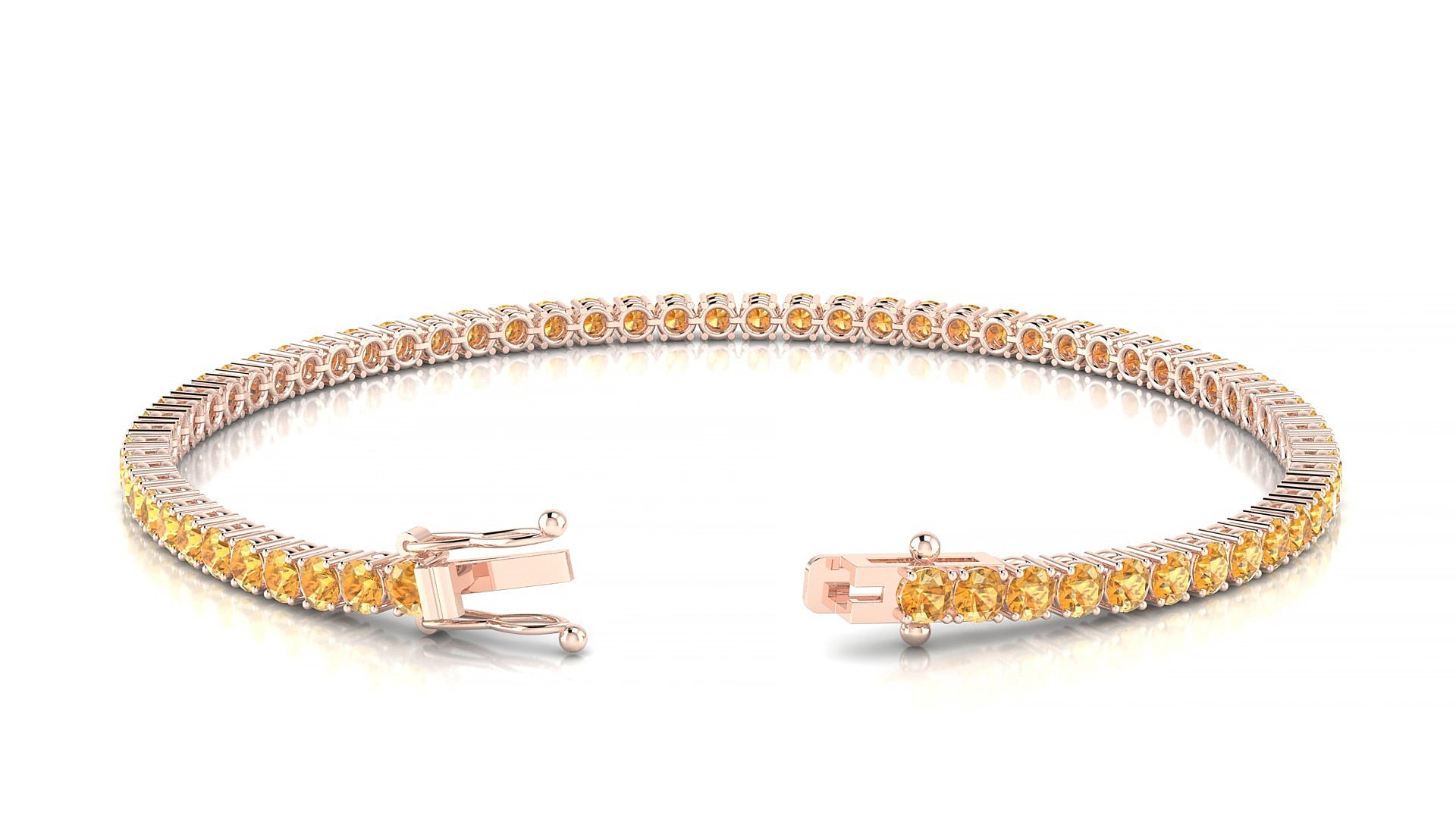 Capri | 18k Rose Gold 2.5 mm Round Natural Citrine 20 cm Tennis Bracelet