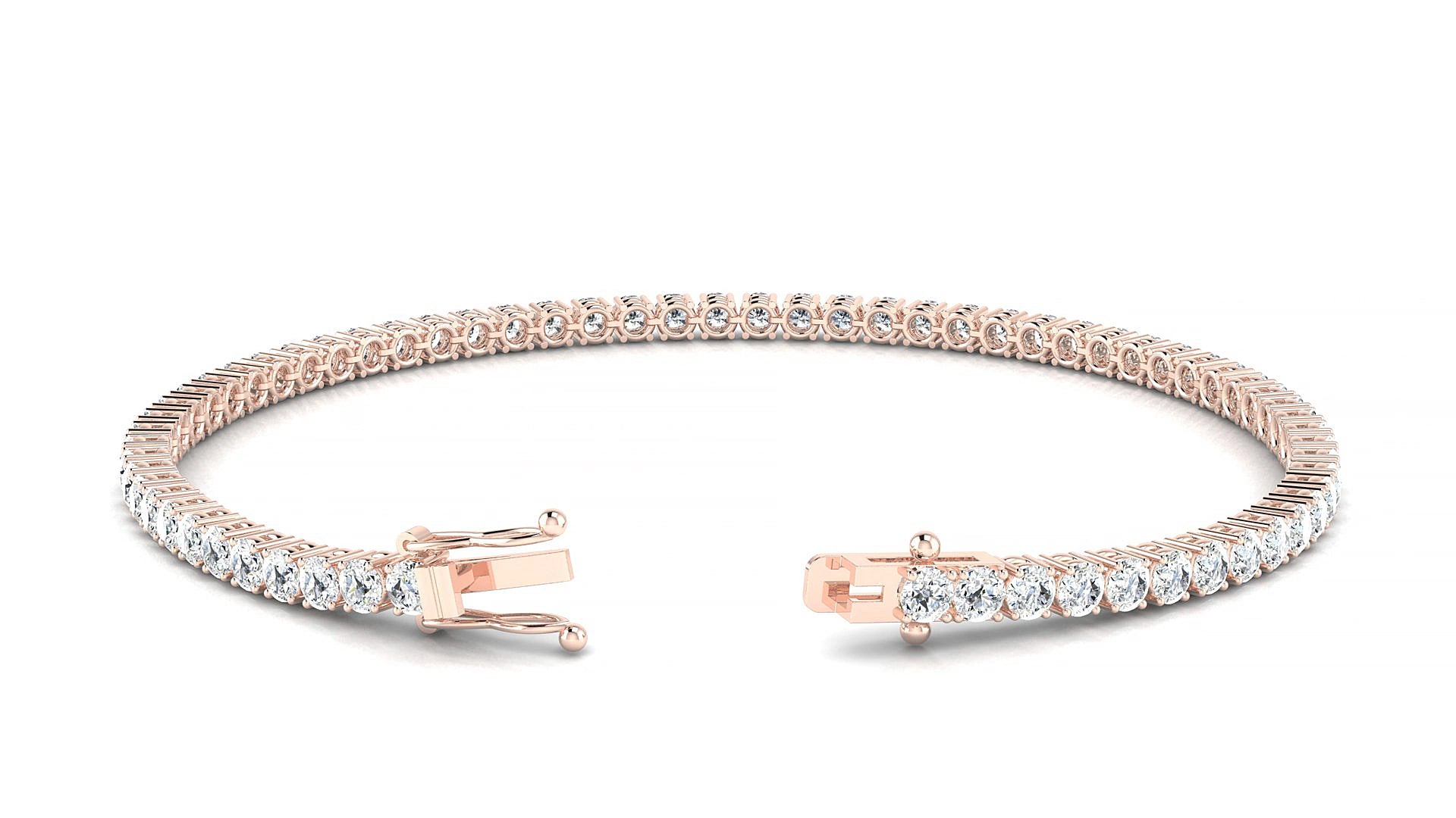 Capri | 18k Rose Gold 2.5 mm Round Natural Diamond 17 cm Tennis Bracelet
