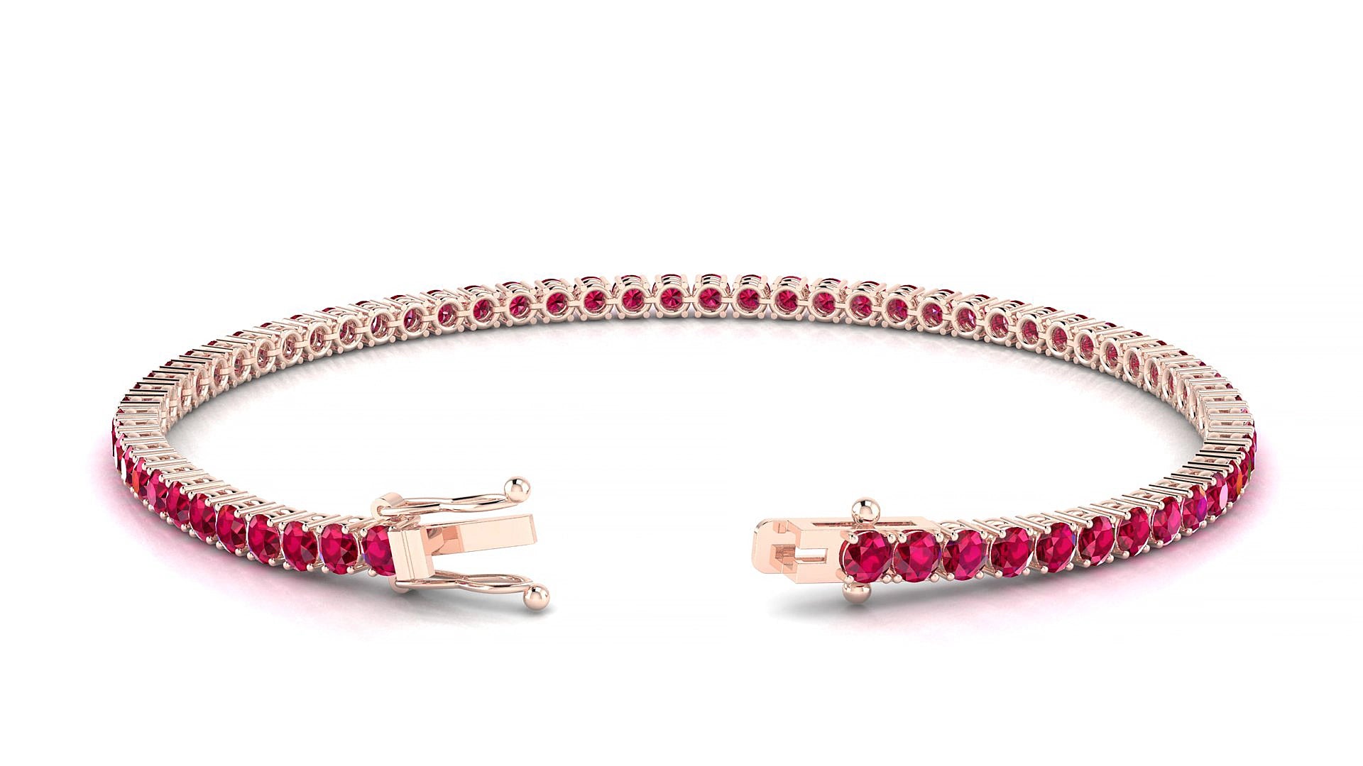 Capri | 18k Rose Gold 2.5 mm Round Natural Ruby 15 cm Tennis Bracelet