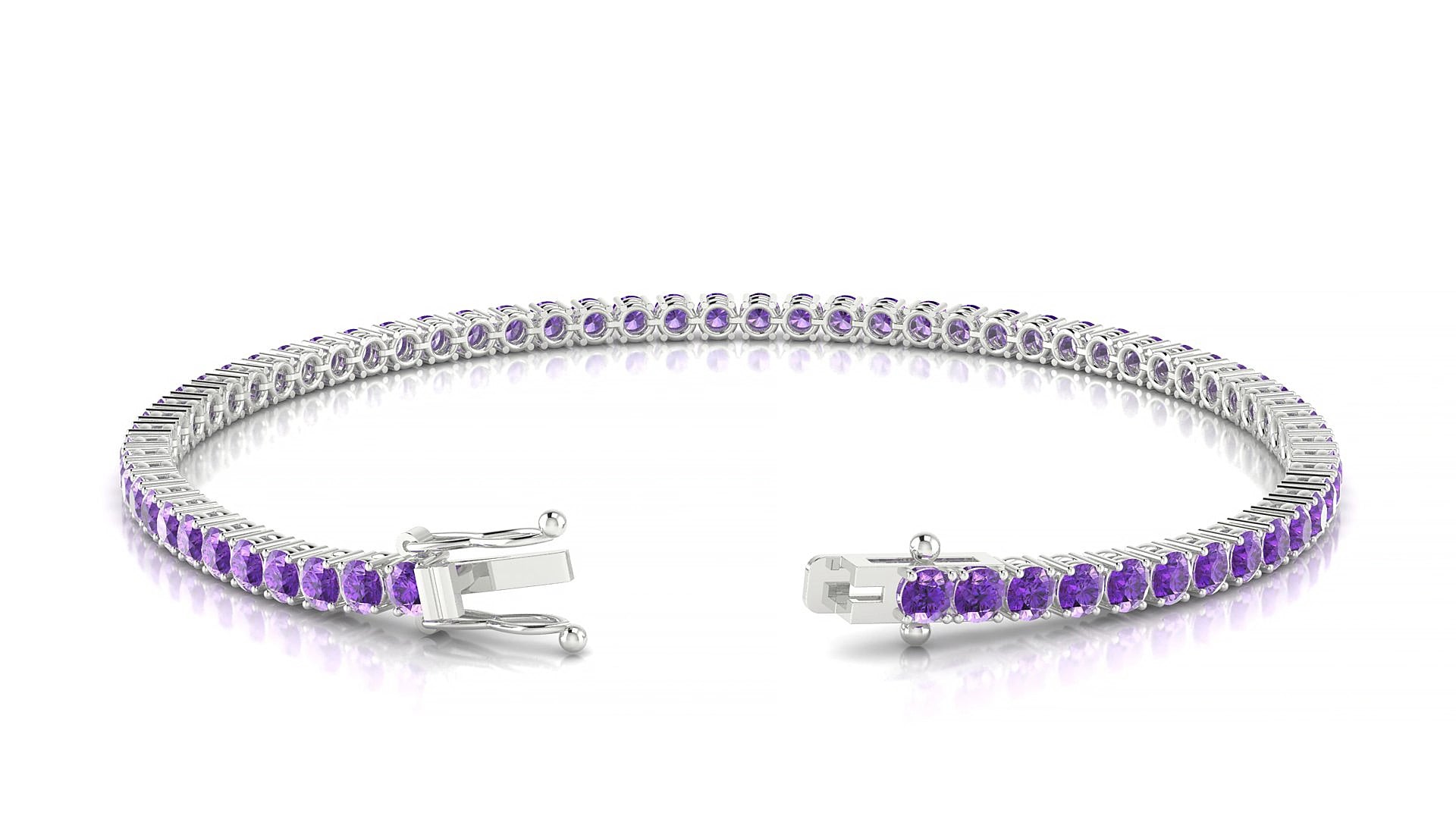 Capri | 18k White Gold 2.5 mm Round Natural Amethyst 17 cm Tennis Bracelet