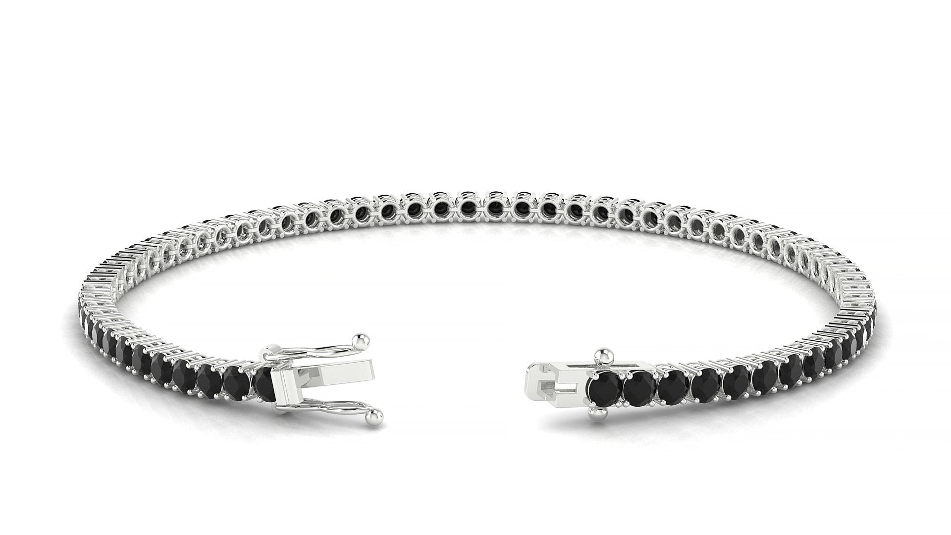 Capri | 18k White Gold 2.5 mm Round Natural Black Diamond 15 cm Tennis Bracelet