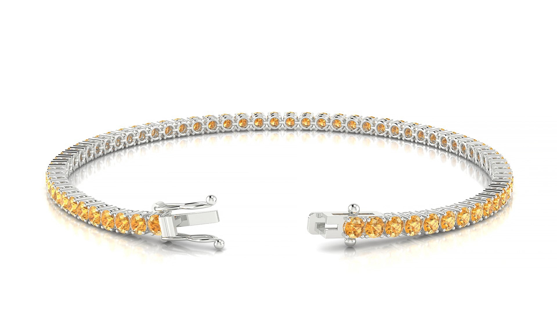Capri | 18k White Gold 2.5 mm Round Natural Citrine 18 cm Tennis Bracelet