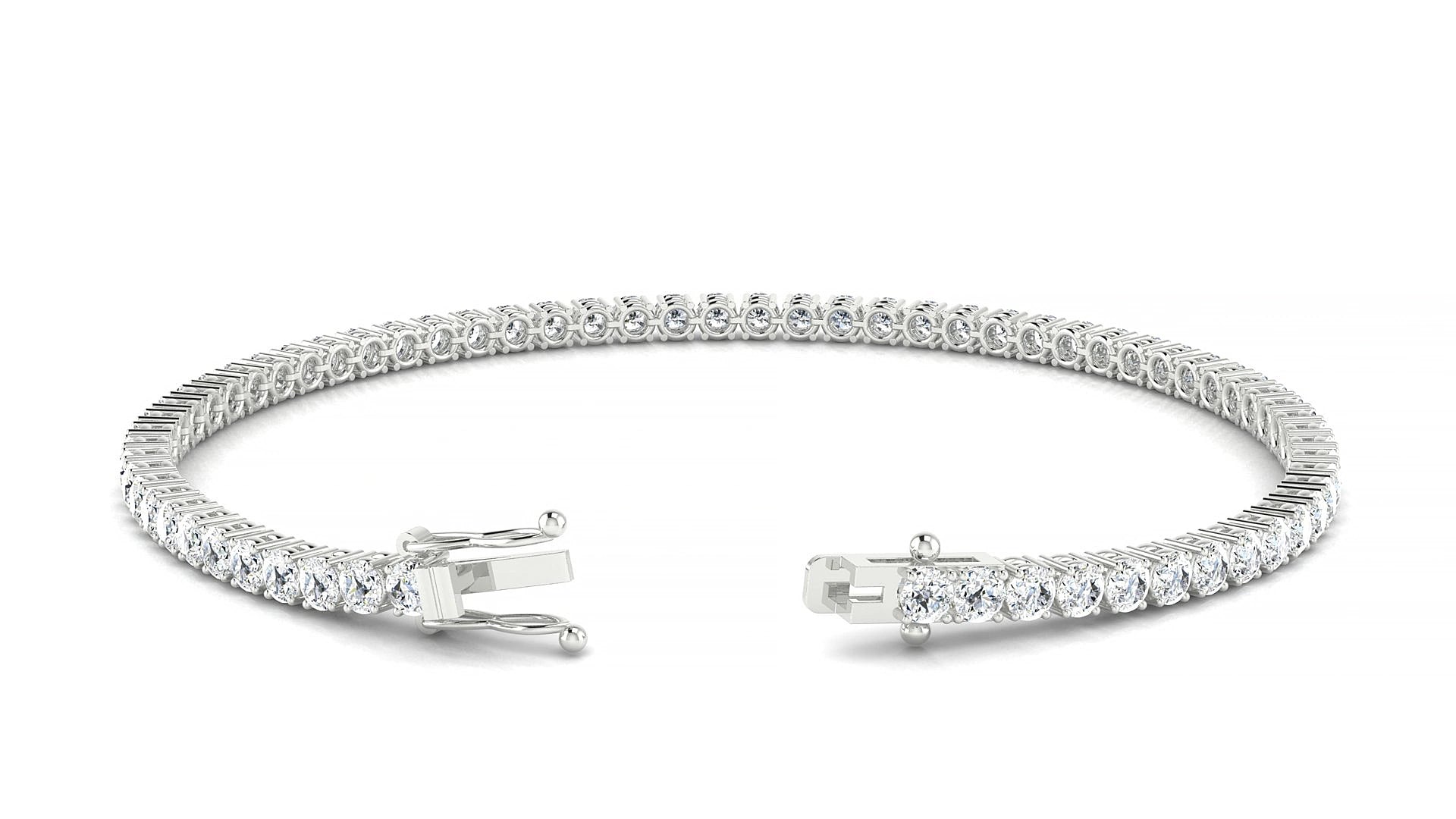 Capri | 18k White Gold 2.5 mm Round Natural Diamond 15 cm Tennis Bracelet