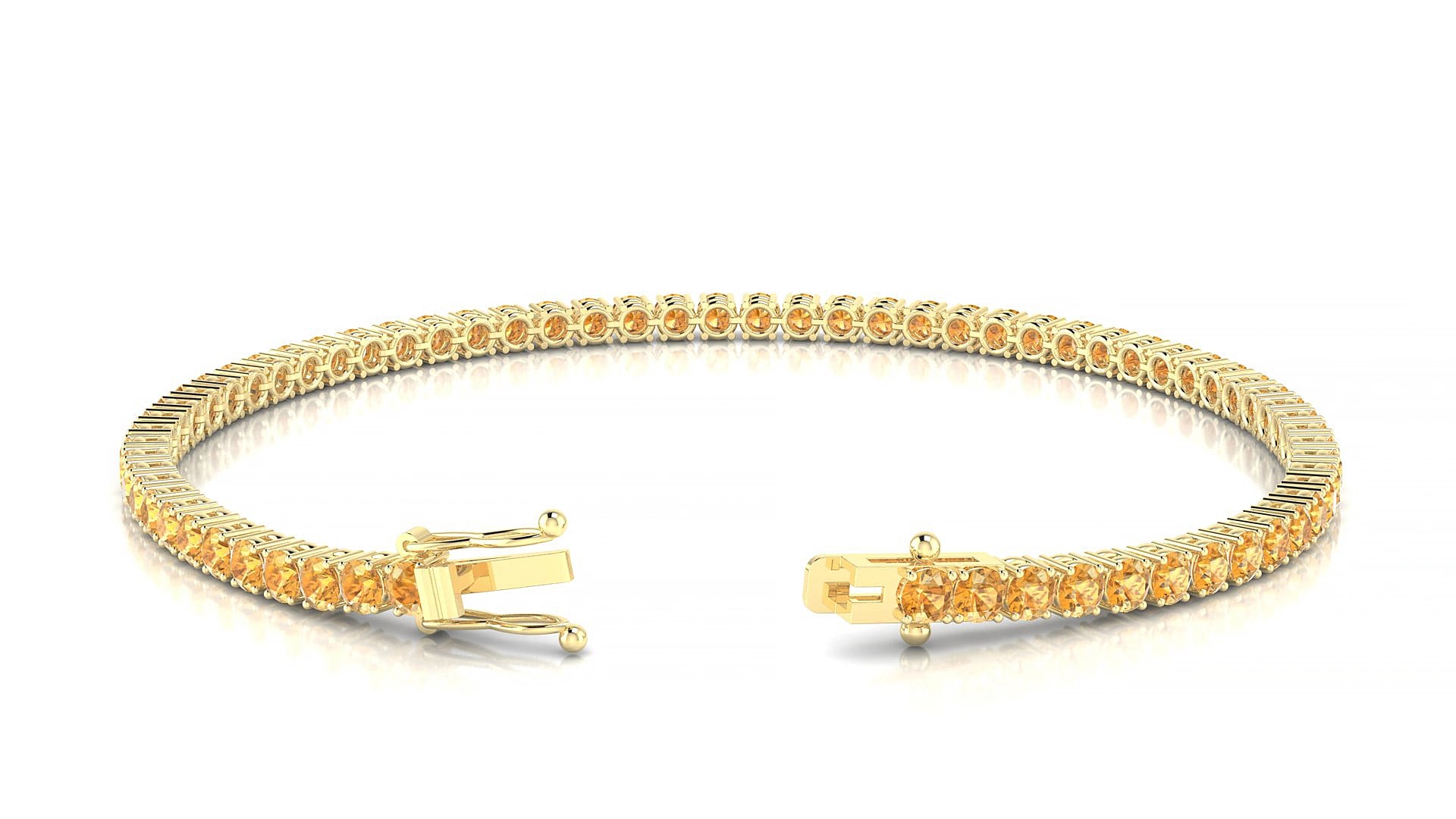 Capri | 18k Yellow Gold 2.5 mm Round Natural Citrine 15 cm Tennis Bracelet