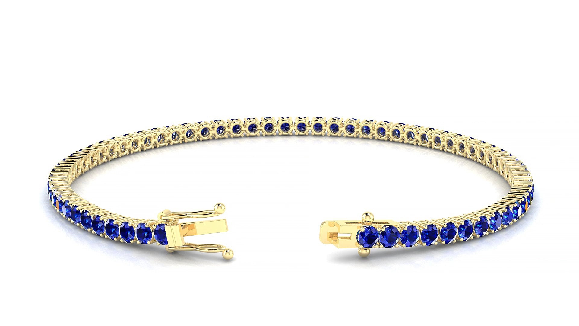 Capri | 18k Yellow Gold 2.5 mm Round Natural Sapphire 19 cm Tennis Bracelet
