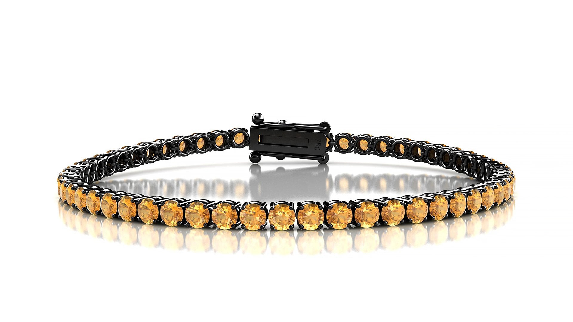 Capri | 18k Black Gold 3 mm Round Natural Citrine 16 cm Tennis Bracelet