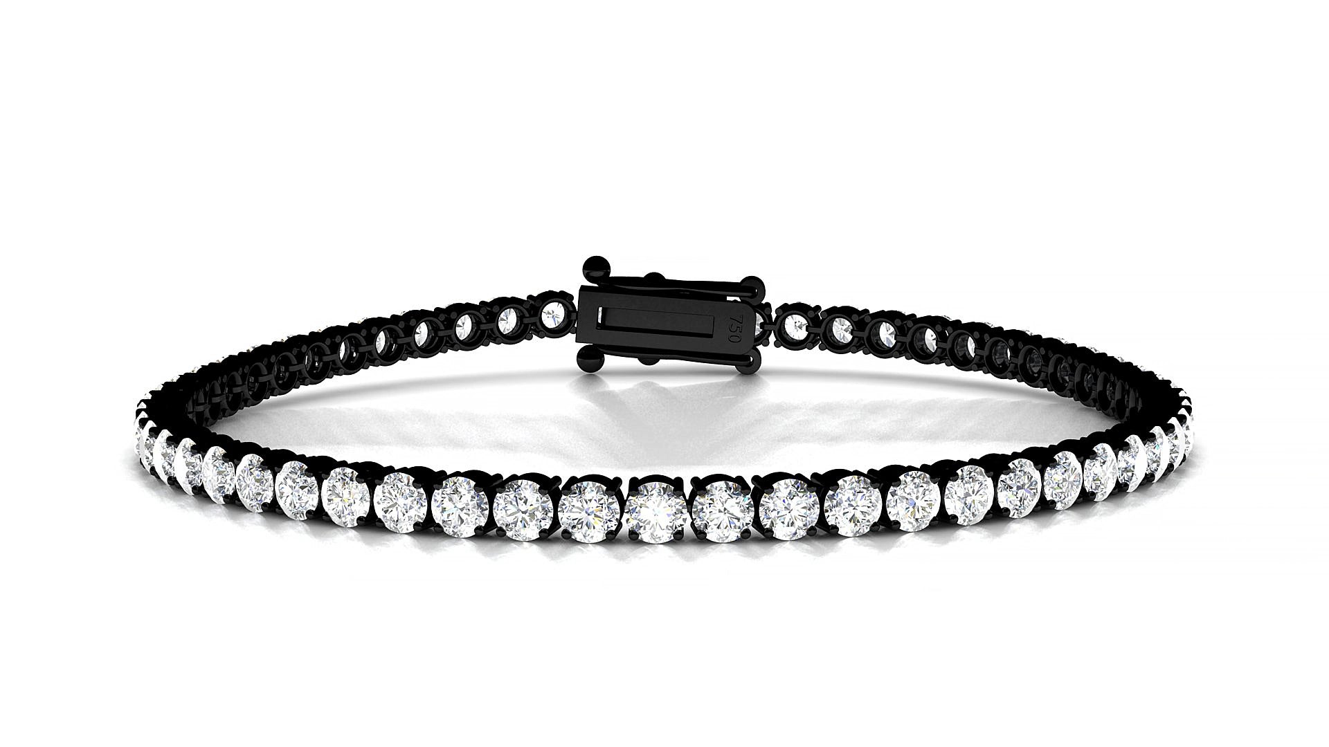 Capri | 18k Black Gold 3 mm Round Natural Diamond 18 cm Tennis Bracelet