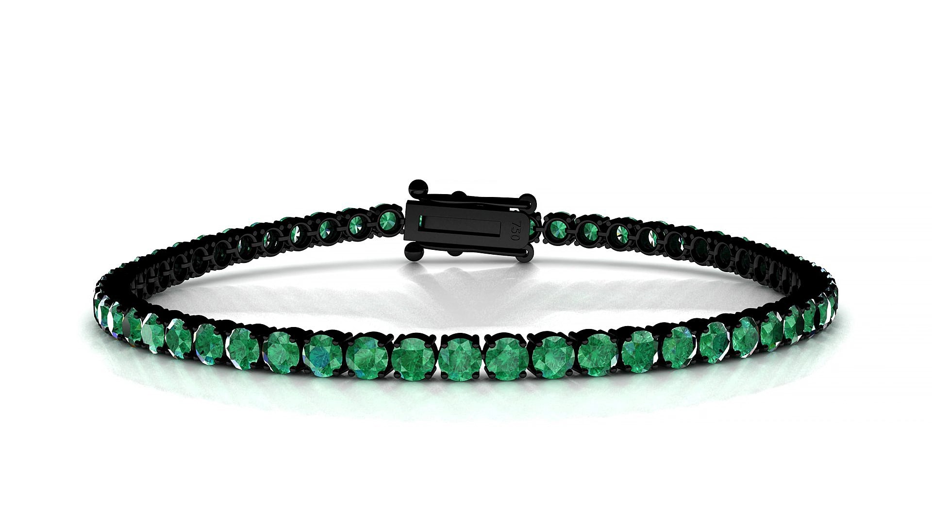 Capri | 18k Black Gold 3 mm Round Natural Emerald 20 cm Tennis Bracelet