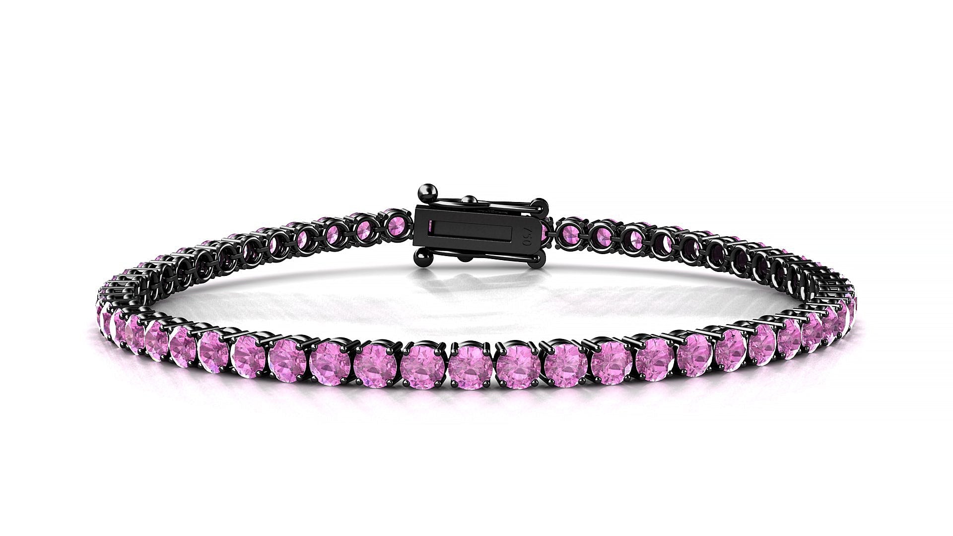 Capri | 18k Black Gold 3 mm Round Natural Pink Sapphire Tennis Bracelet