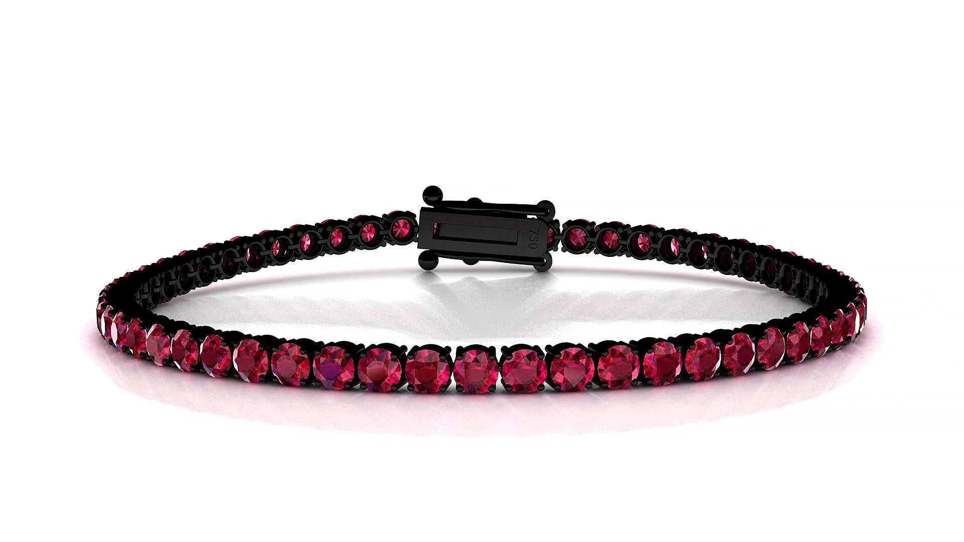 Capri | 18k Black Gold 3 mm Round Natural Ruby 15 cm Tennis Bracelet