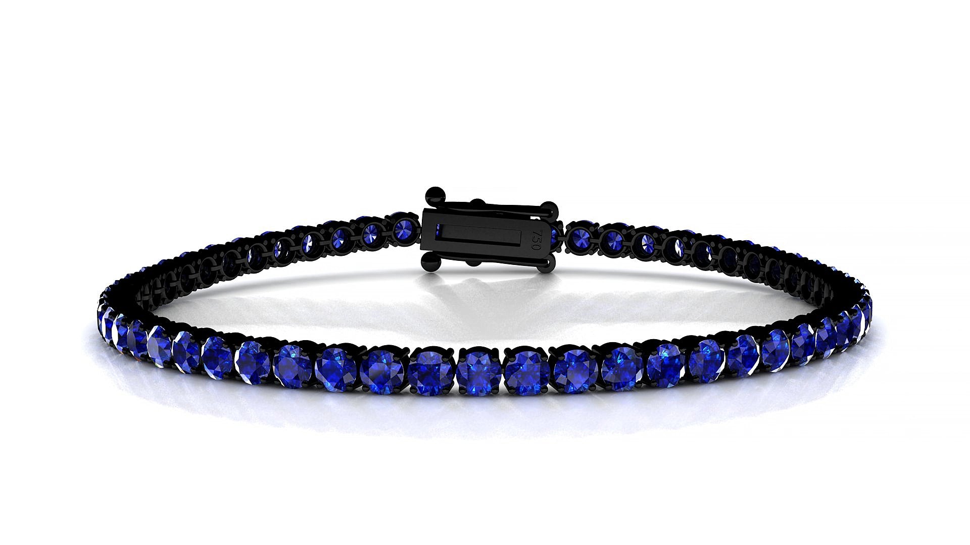 Capri | 18k Black Gold 3 mm Round Natural Sapphire 19 cm Tennis Bracelet