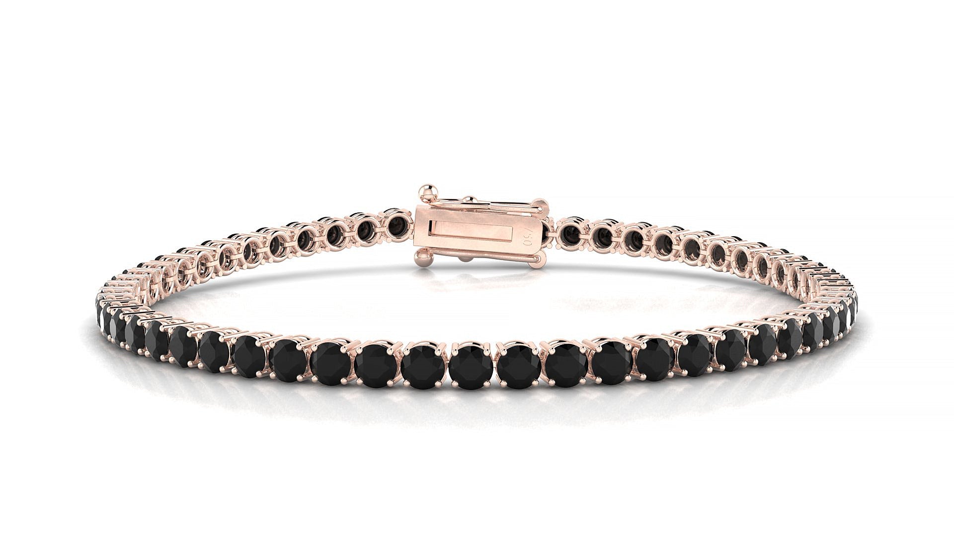 Capri | 18k Rose Gold 3 mm Round Natural Black Diamond Tennis Bracelet