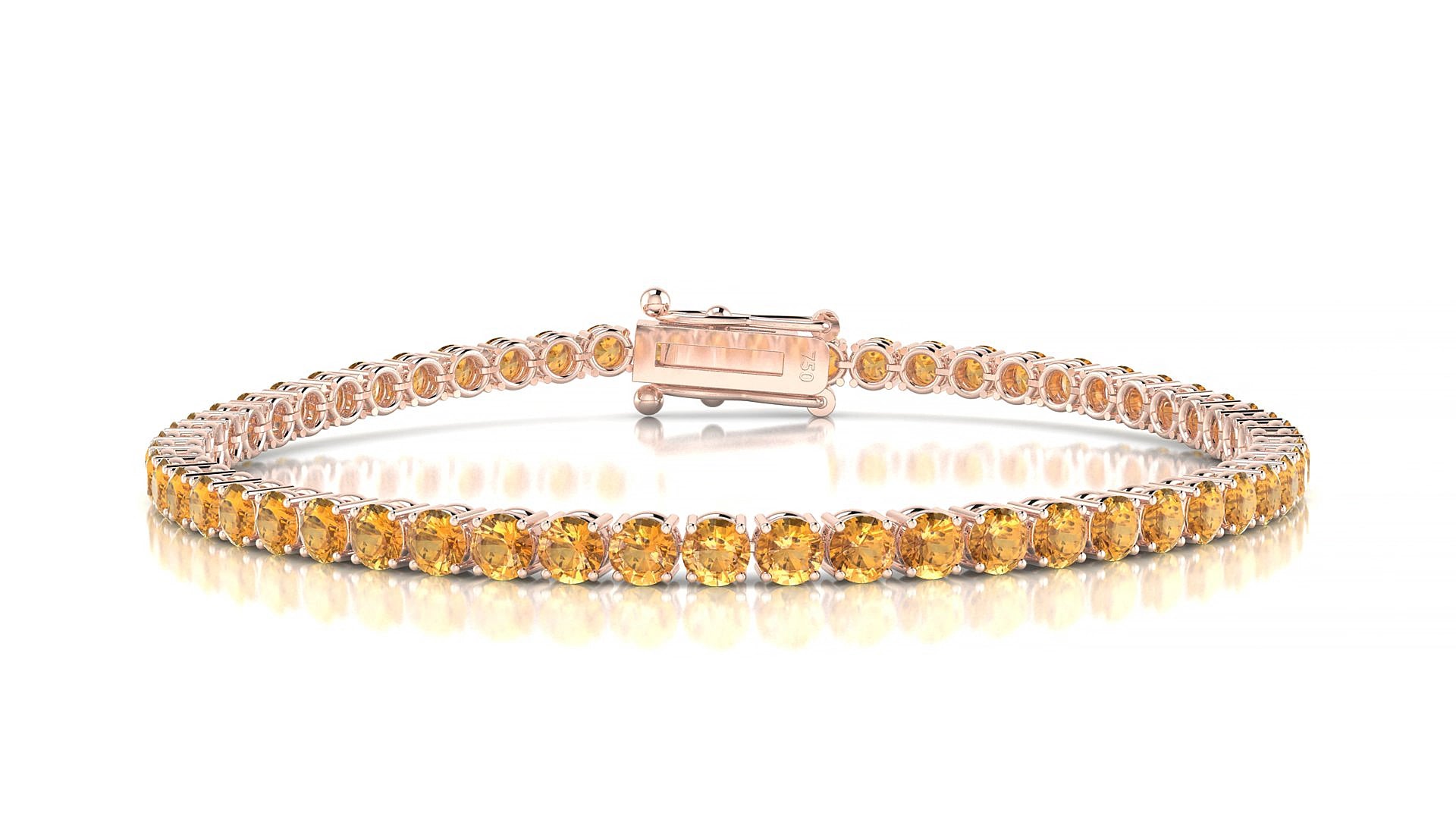 Capri | 18k Rose Gold 3 mm Round Natural Citrine 19 cm Tennis Bracelet