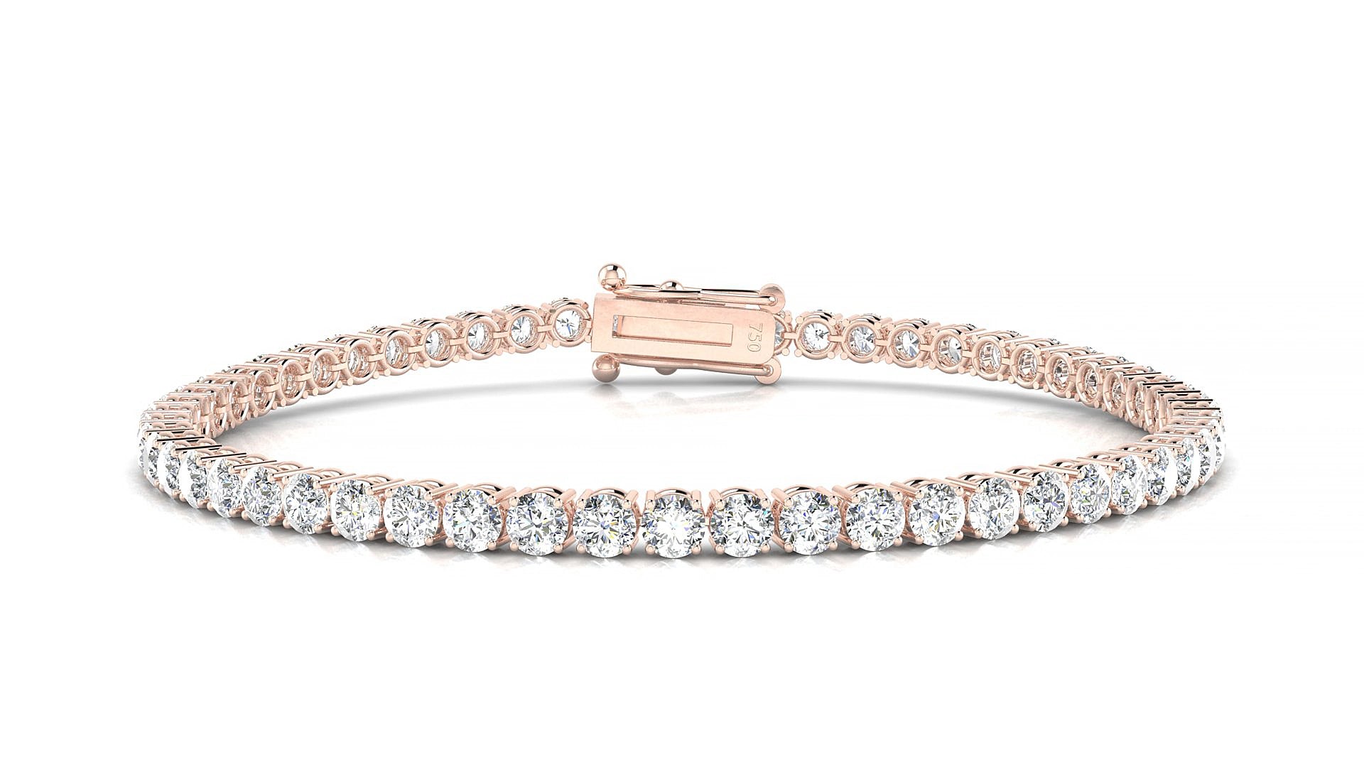 Capri | 18k Rose Gold 3 mm Round Lab-Grown Diamond 17 cm Tennis Bracelet