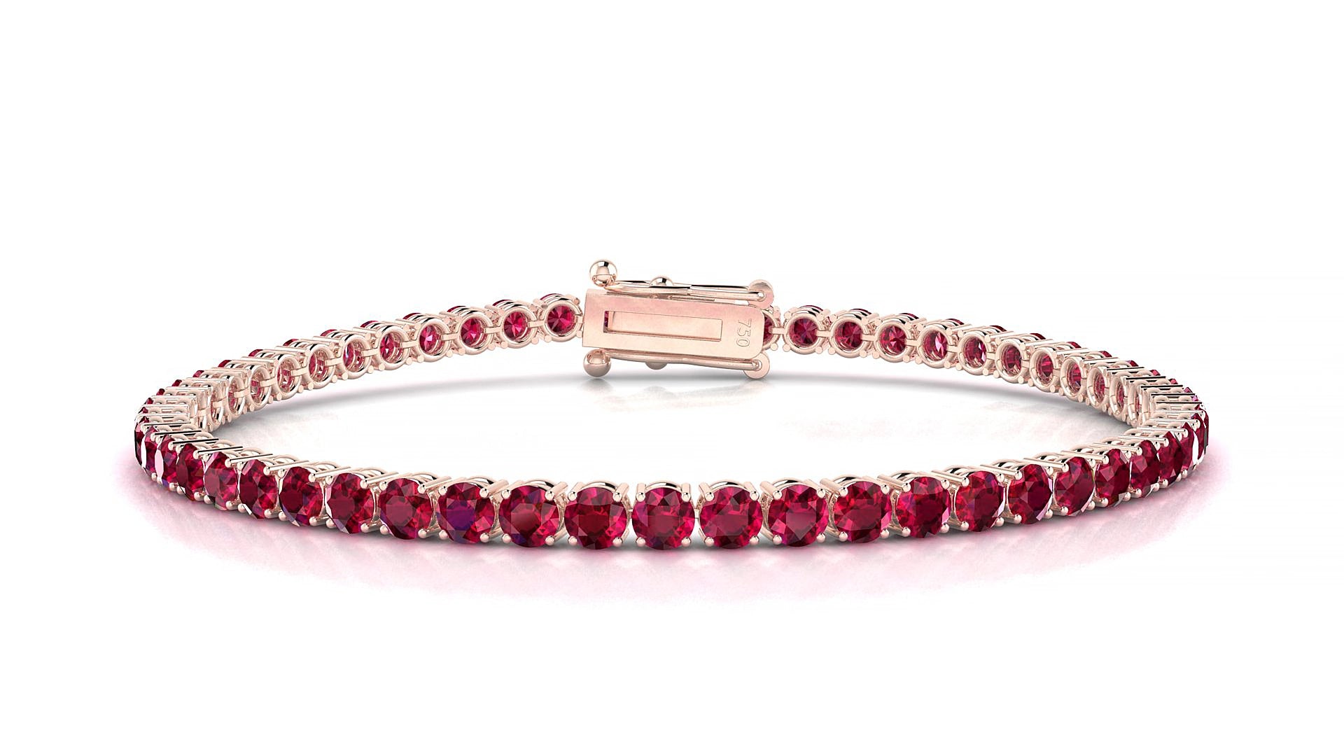 Capri | 18k Rose Gold 3 mm Round Natural Ruby 15 cm Tennis Bracelet