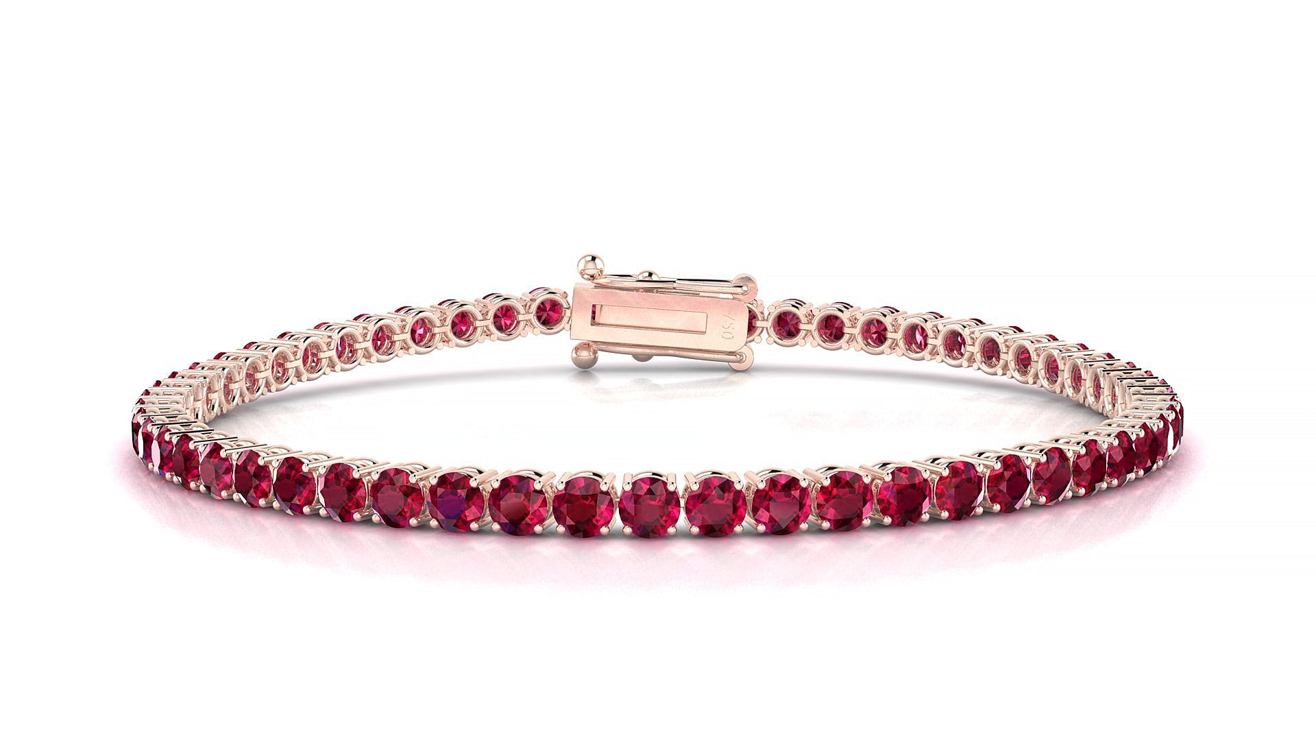 Capri | 18k Rose Gold 3 mm Round Natural Ruby Tennis Bracelet