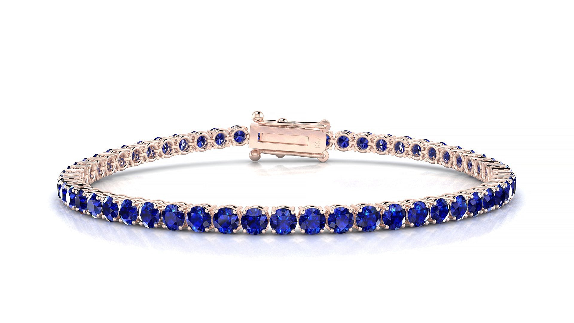 Capri | 18k Rose Gold 3 mm Round Natural Sapphire Tennis Bracelet