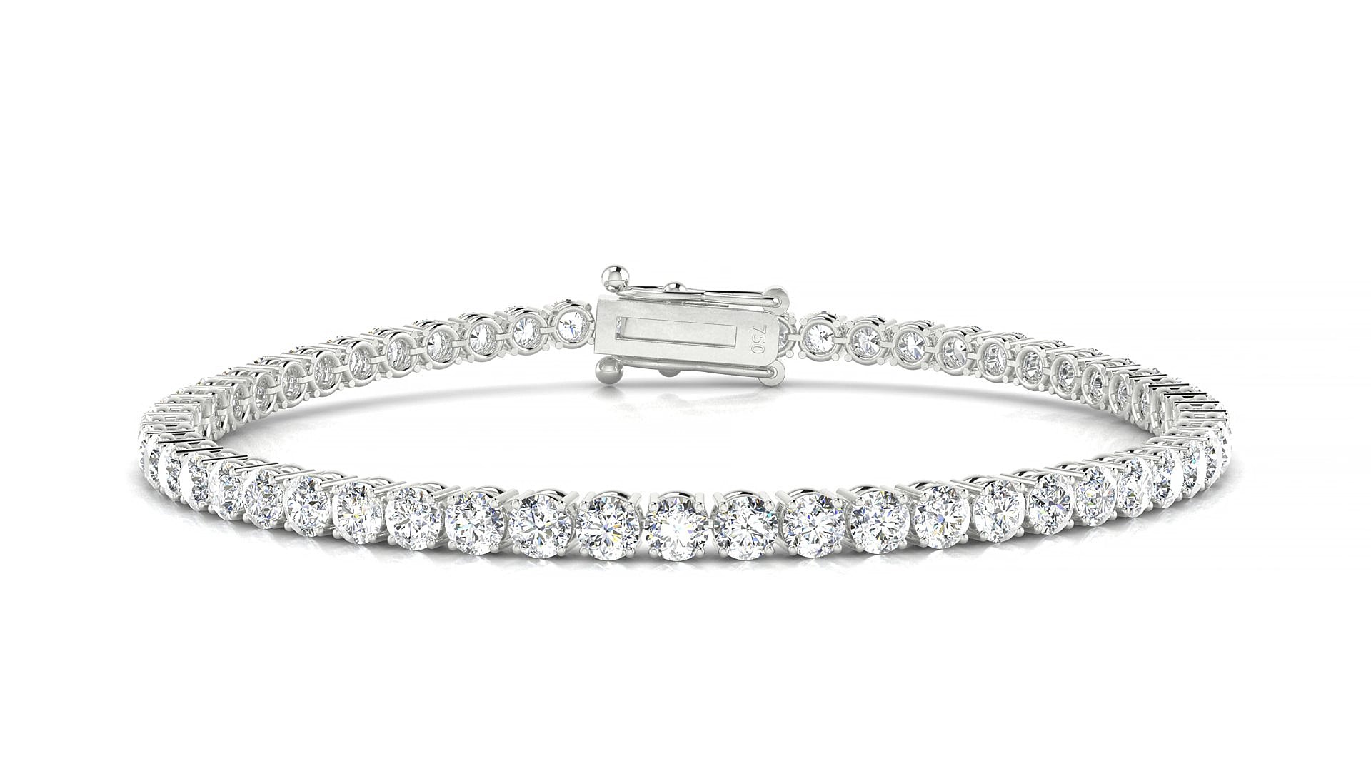 Capri | 18k White Gold 3 mm Round Natural Diamond 19 cm Tennis Bracelet