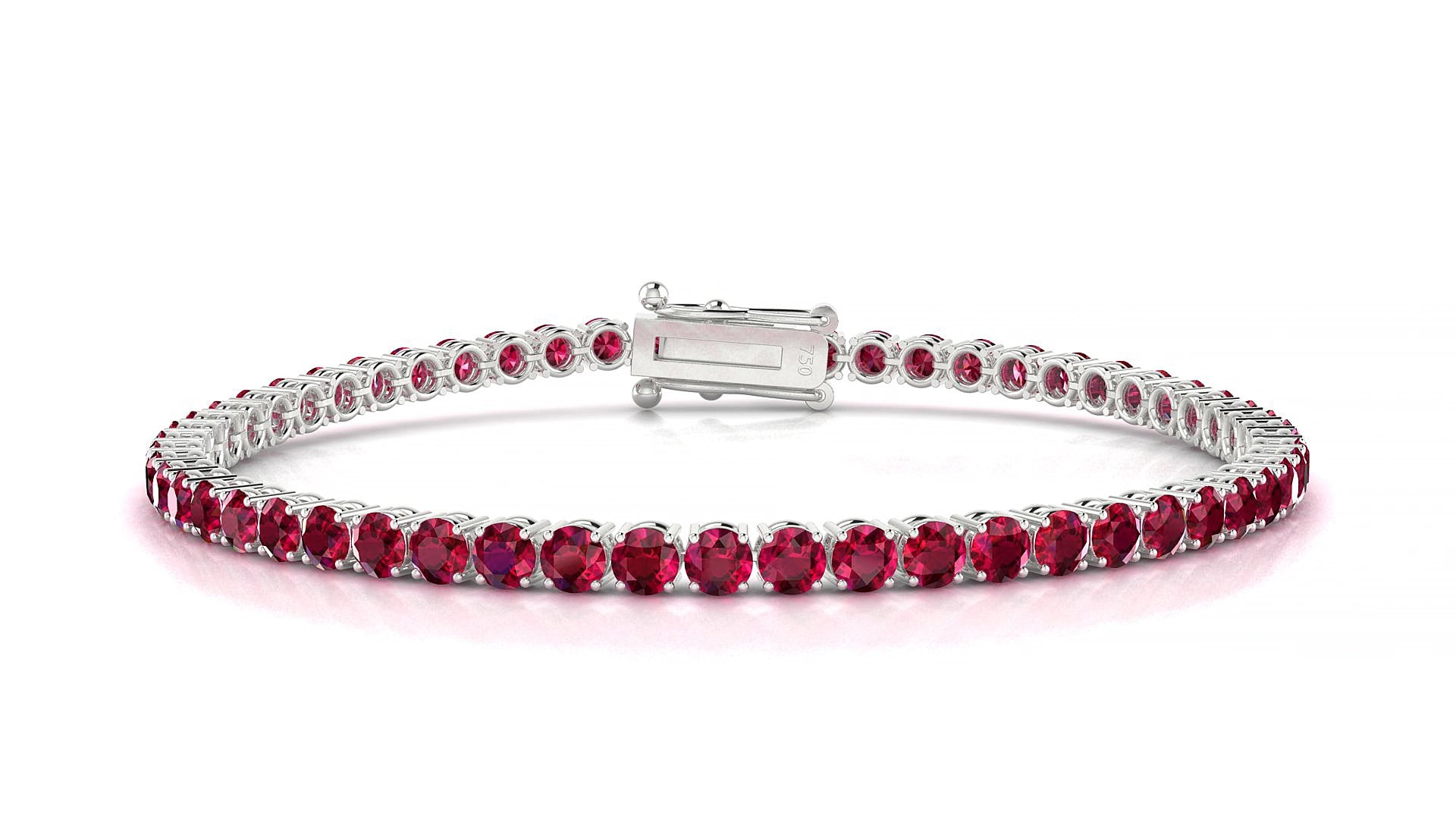 Capri | 18k White Gold 3 mm Round Natural Ruby 15 cm Tennis Bracelet