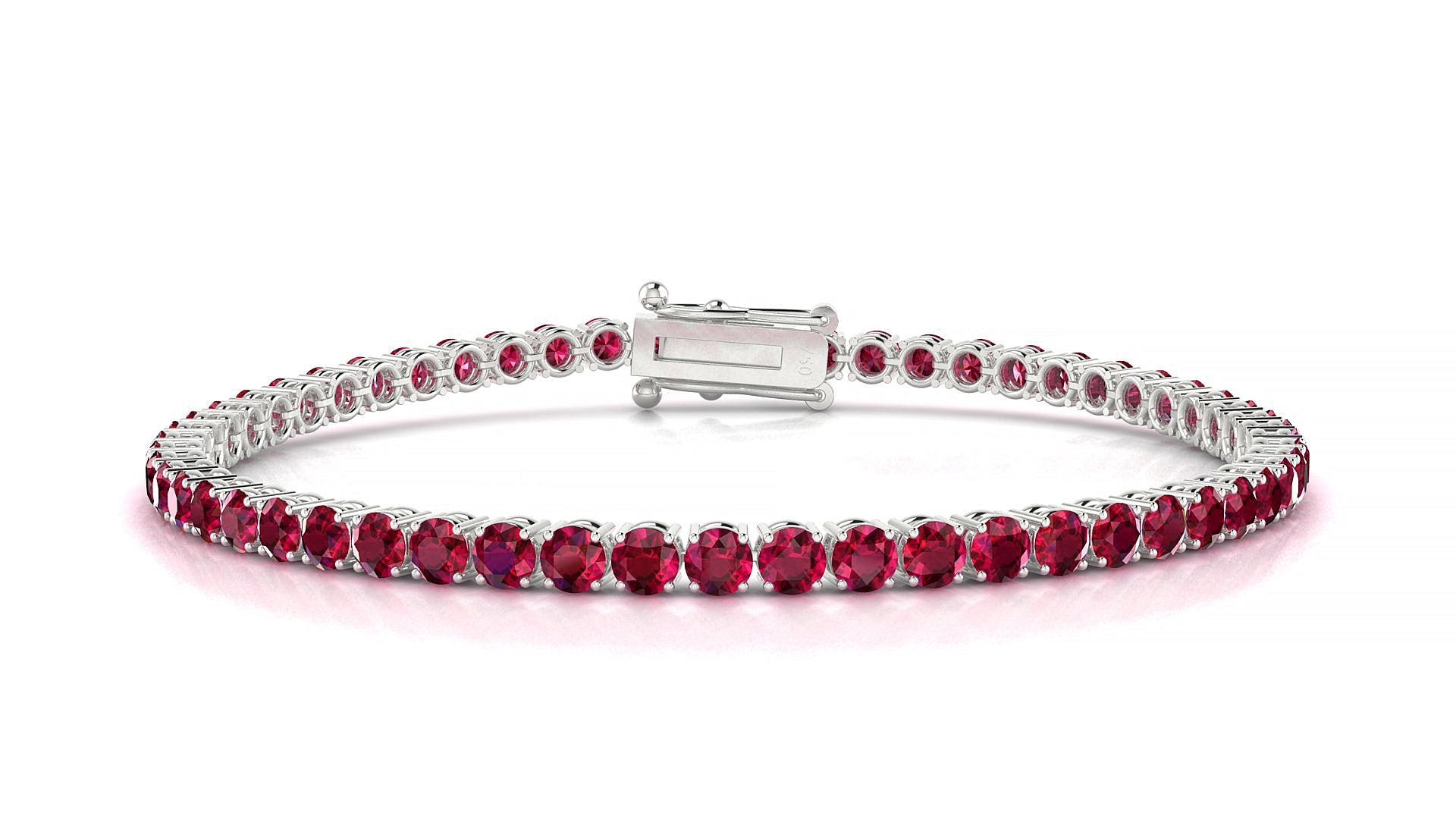 Capri | 18k White Gold 3 mm Round Natural Ruby Tennis Bracelet