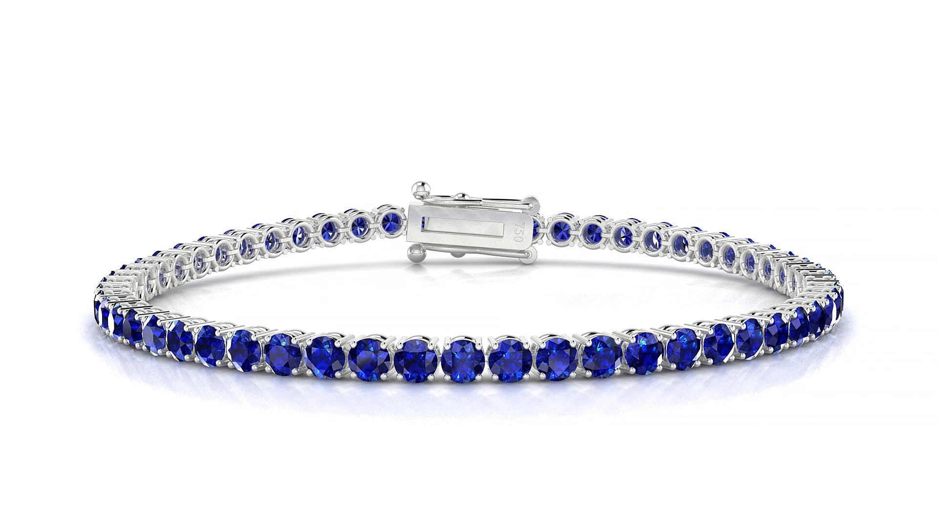 Capri | 18k White Gold 3 mm Round Natural Sapphire 15 cm Tennis Bracelet
