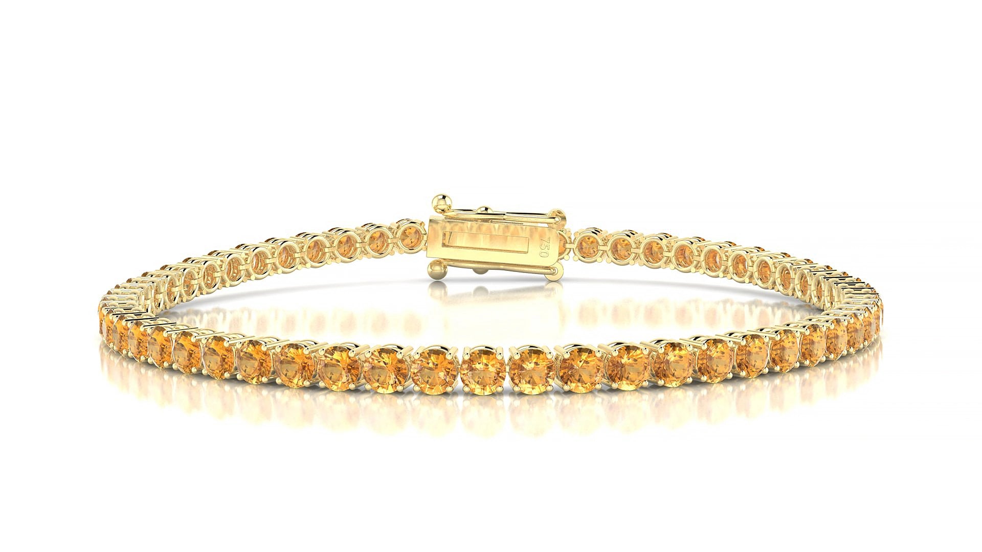 Capri | 18k Yellow Gold 3 mm Round Natural Citrine 17 cm Tennis Bracelet