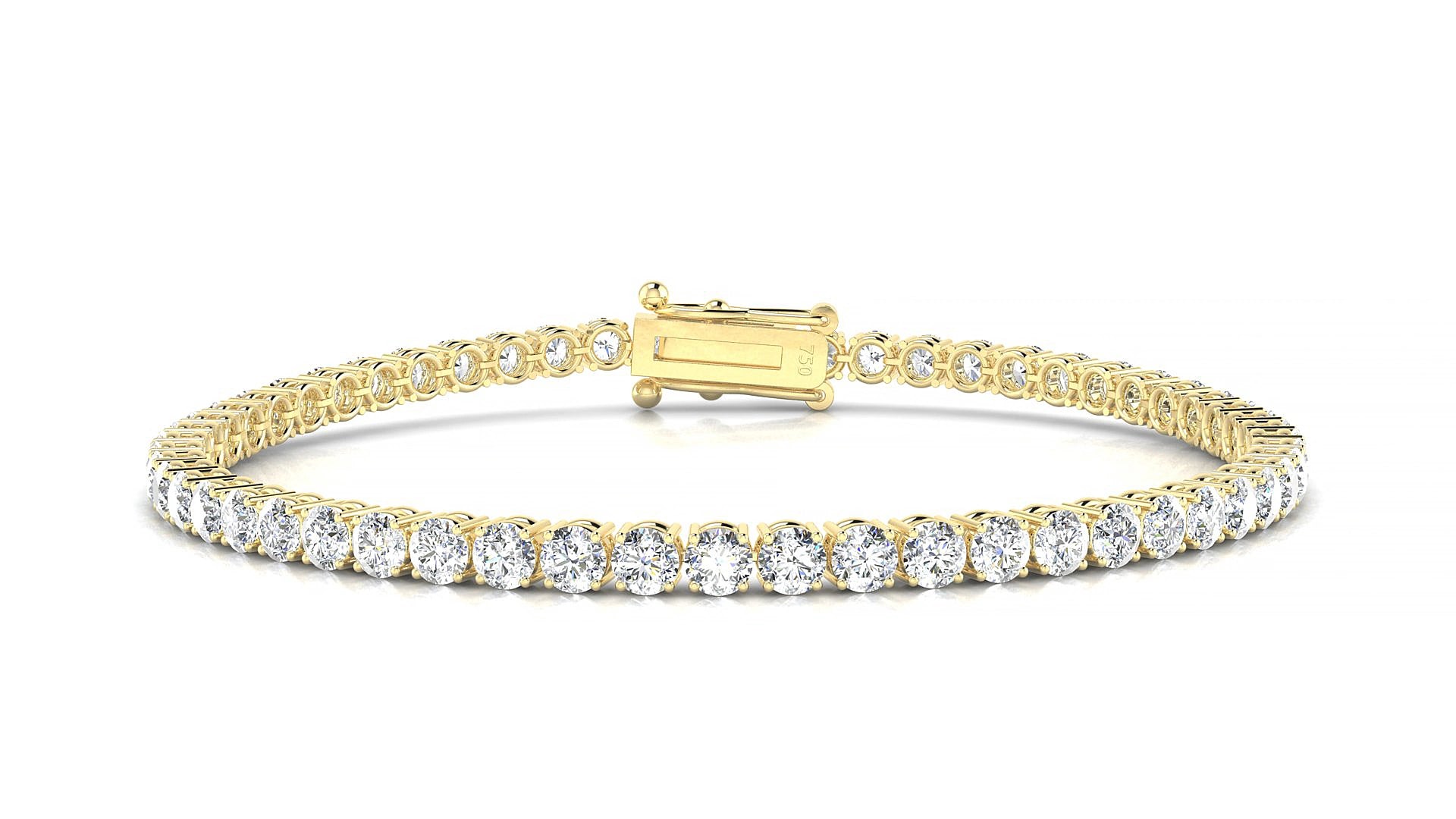 Capri | 18k Yellow Gold 3 mm Round Lab-Grown Diamond 18 cm Tennis Bracelet