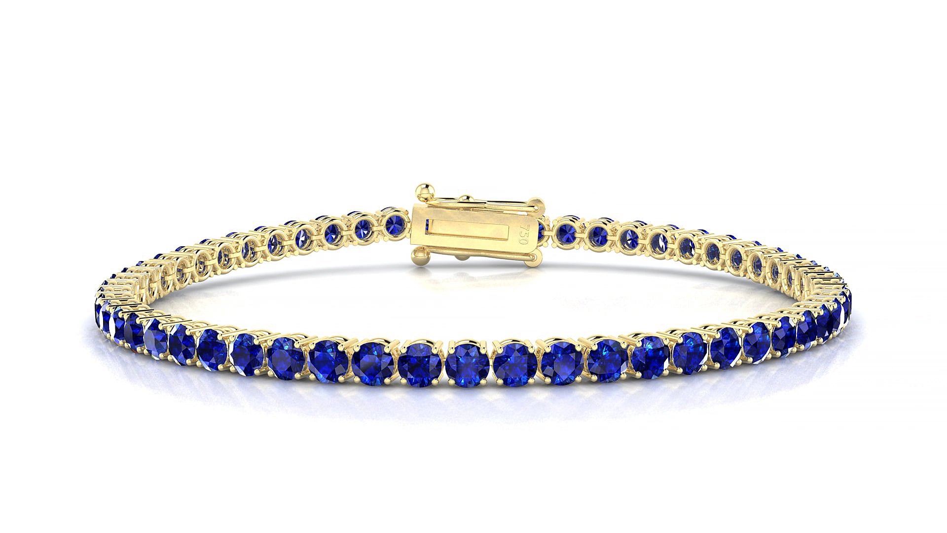 Capri | 18k Yellow Gold 3 mm Round Natural Sapphire 19 cm Tennis Bracelet