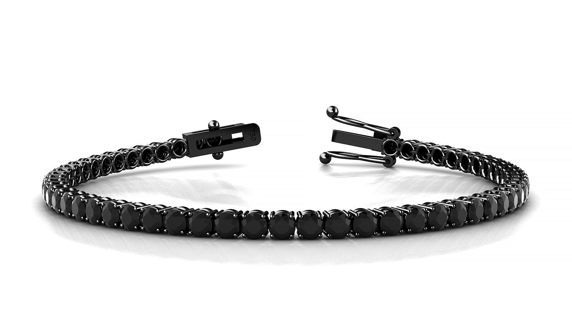 Capri | 18k Black Gold 3 mm Round Natural Black Diamond Tennis Bracelet