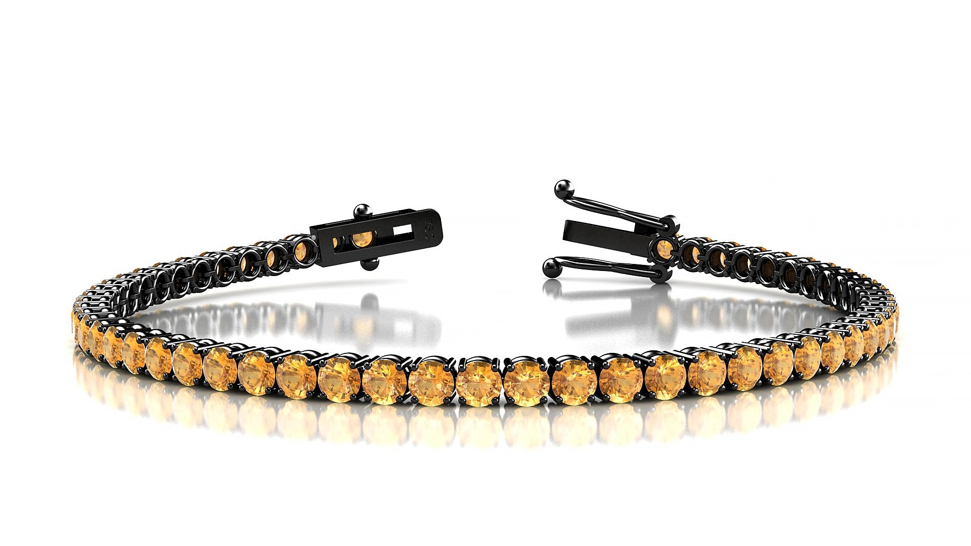 Capri | 18k Black Gold 3 mm Round Natural Citrine 18 cm Tennis Bracelet